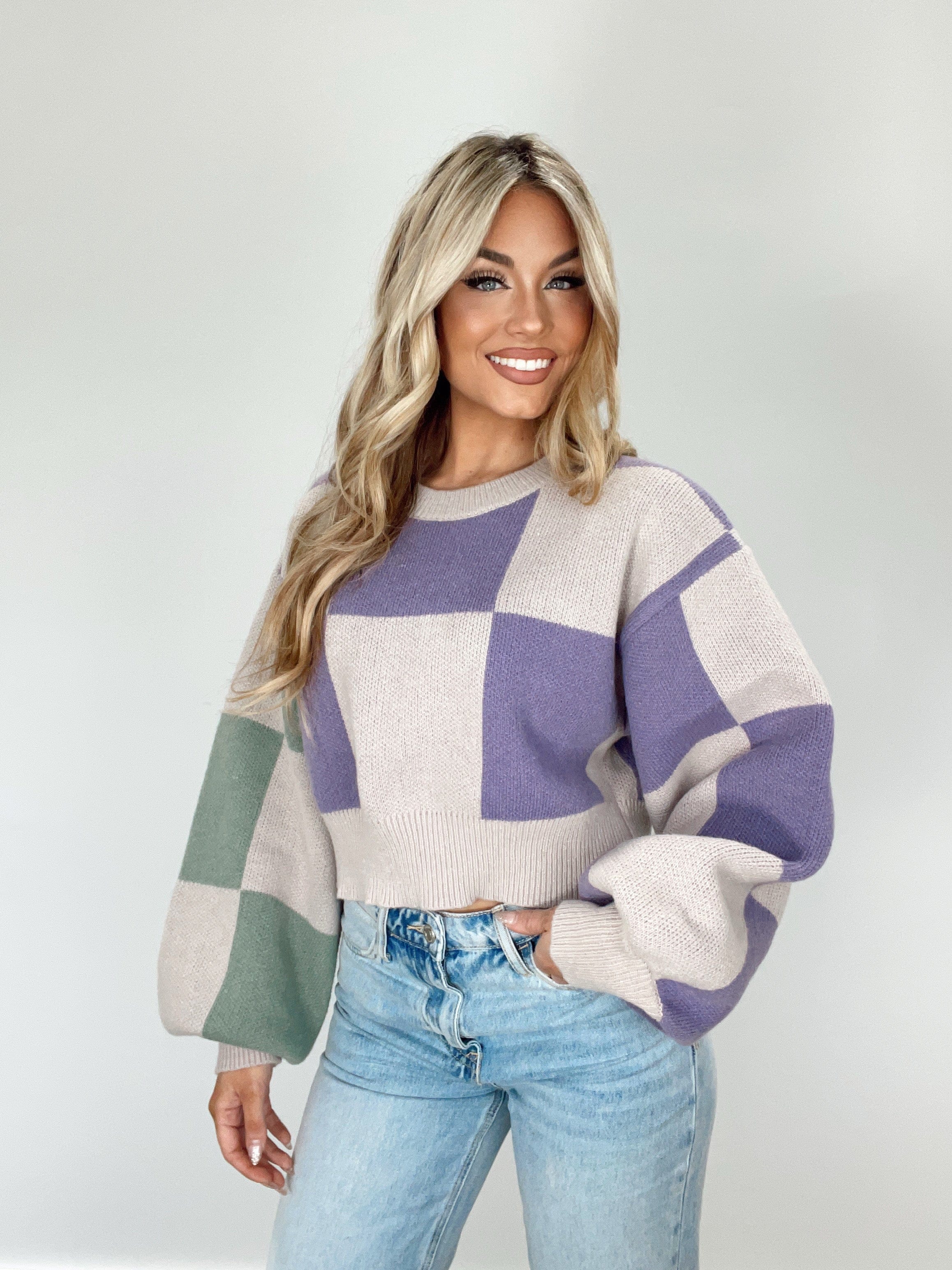 IWT3394-LANE checkered sweater LE LIS