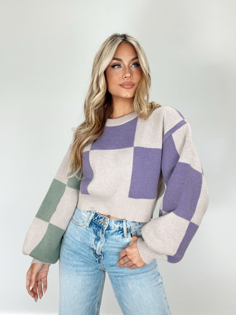 IWT3394-LANE checkered sweater LE LIS