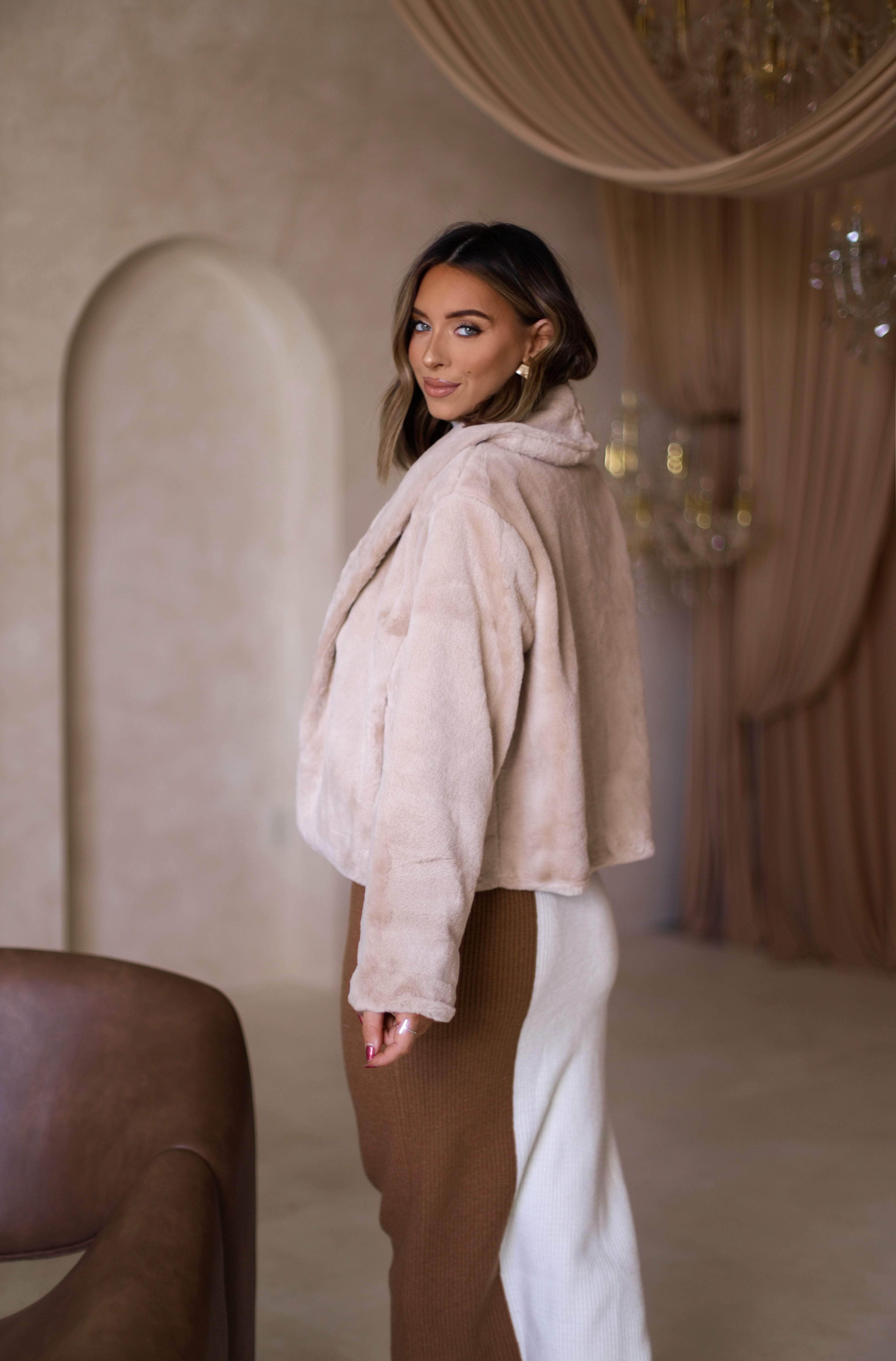 Beige Faux Fur Jacket