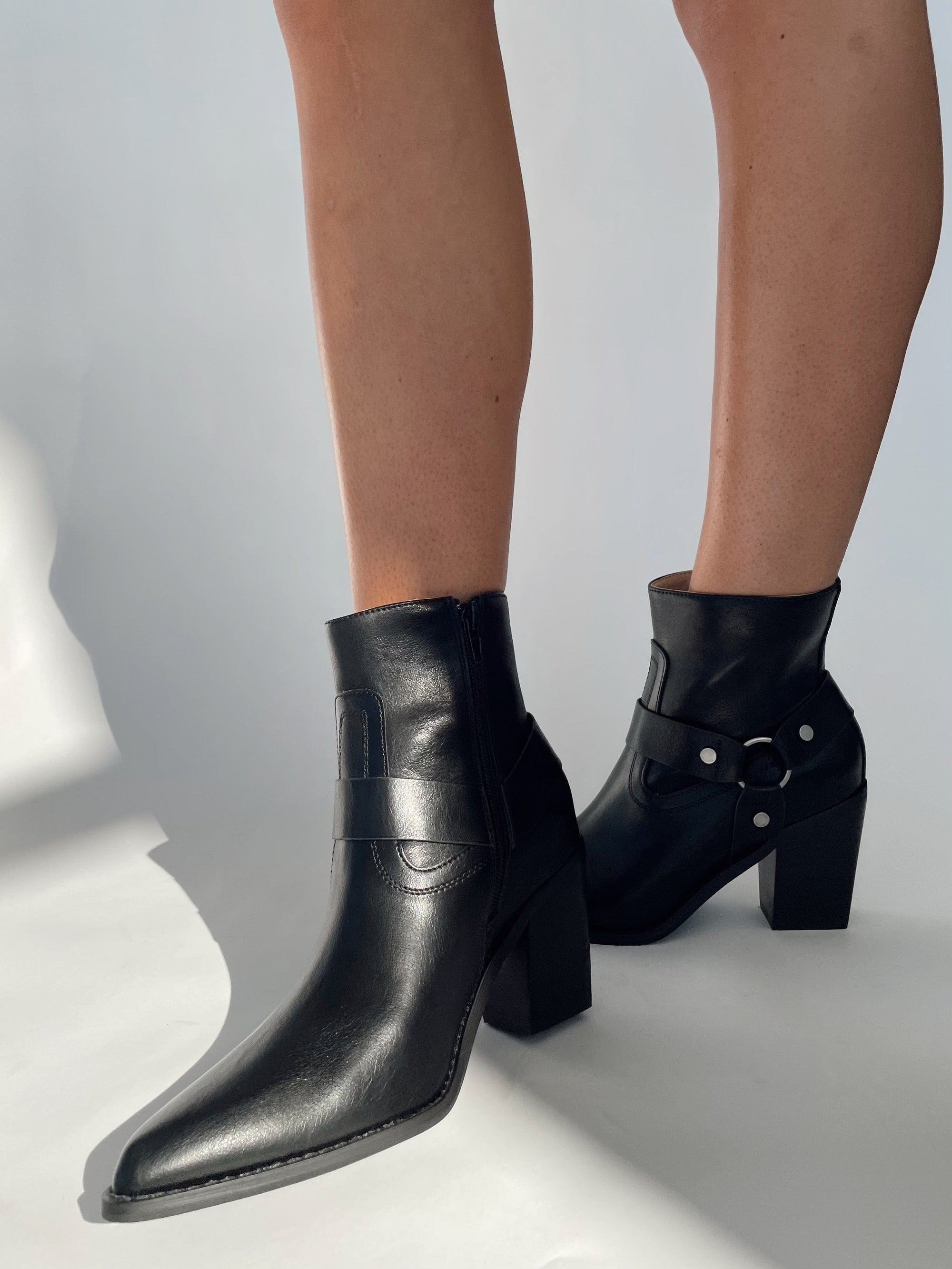 Buckle Detail Ankle Boots in Gasoline Inky Blu