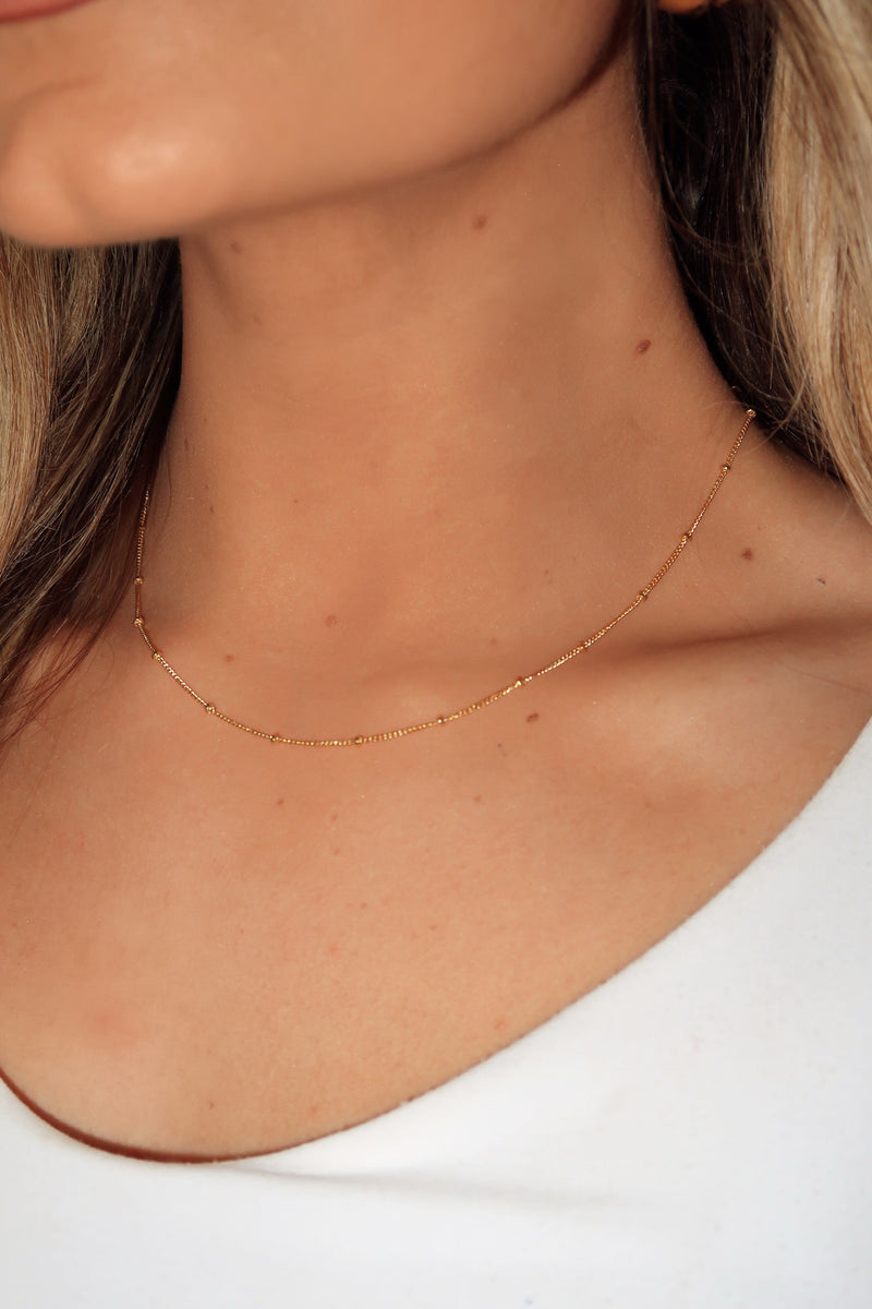 JN1003 gold bead dainty necklace by together