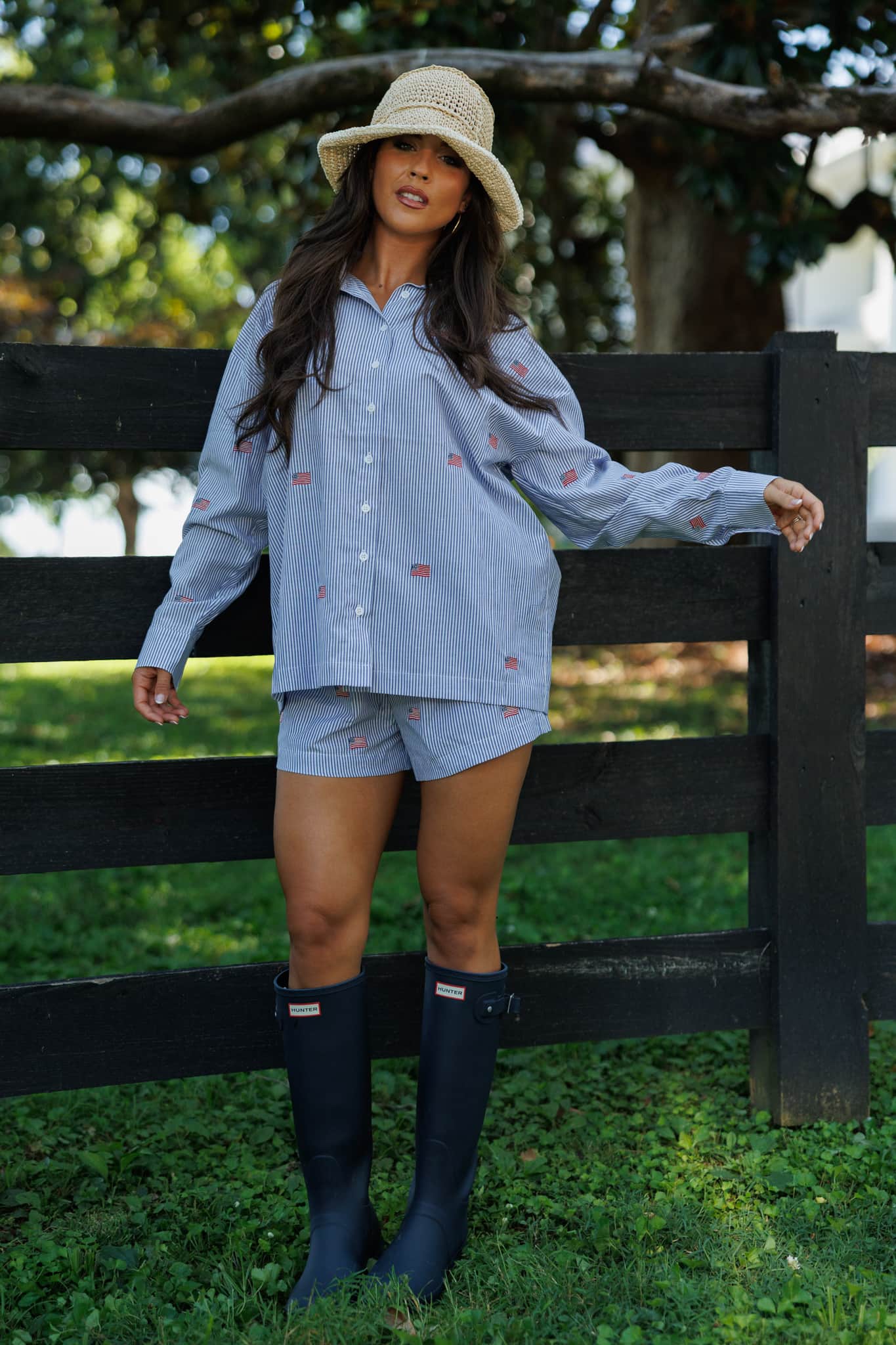 Flag Embroidered Oversized Shirt
