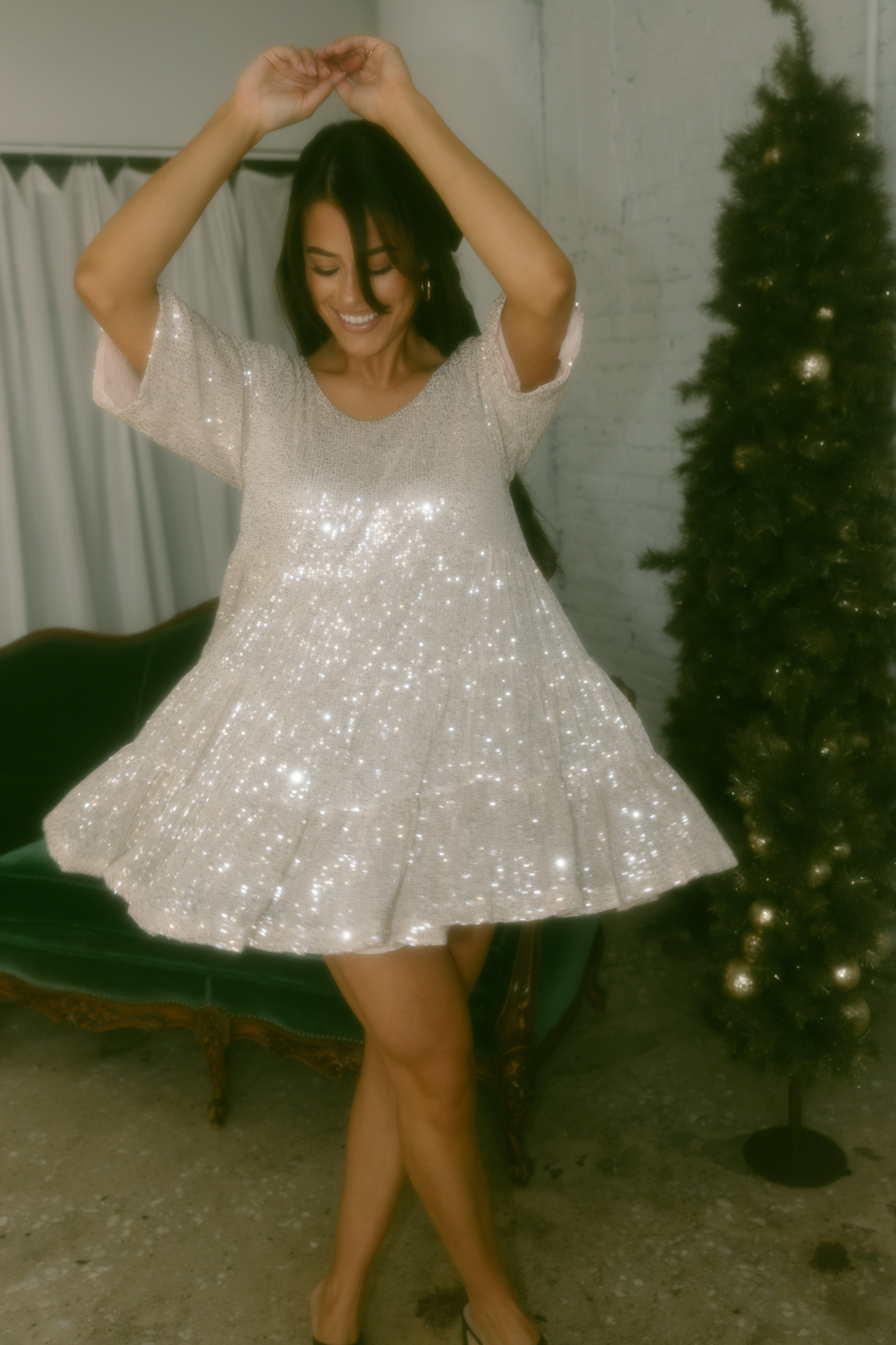 Sequin Babydoll Dress