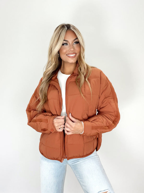 L5796 dusty rust puffer jacket by together