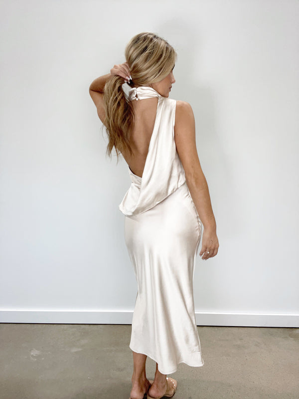 L6636 white sand satin dress by together