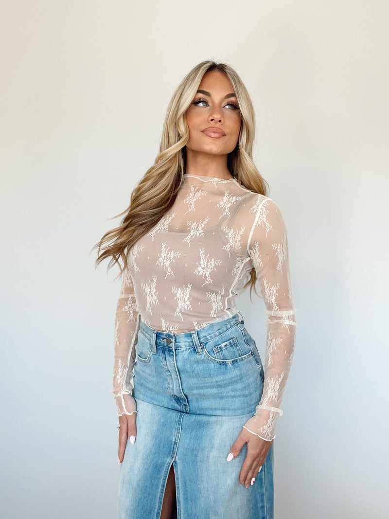 L6687 ivory lace top by together