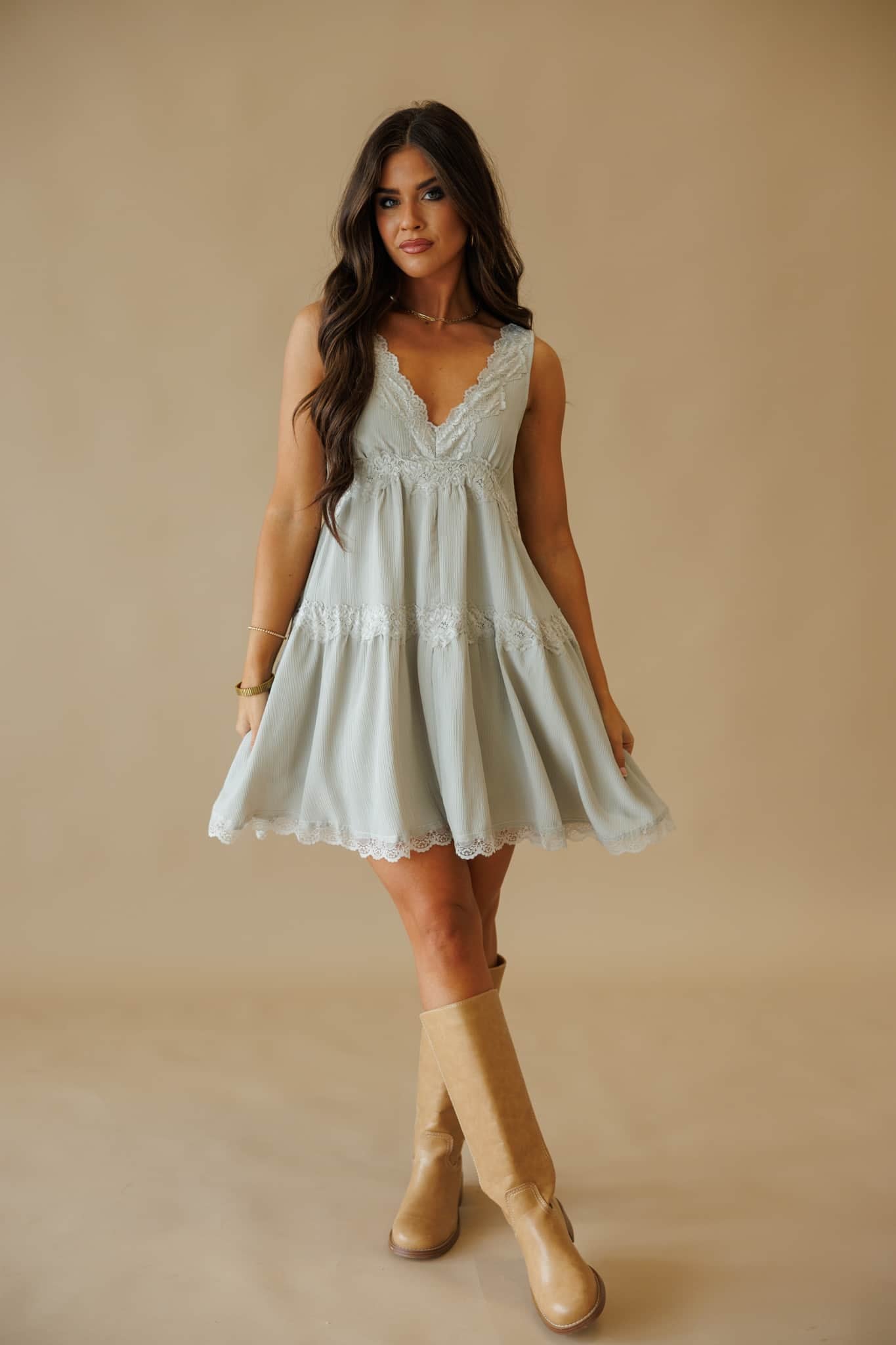 new arrivals mini dress Trendy, Chic Women's Clothing Boutique By Together Morning Light Mini Dress, Cream, 100% Polyester, 100% Nylon Lace, Size M Lane 201