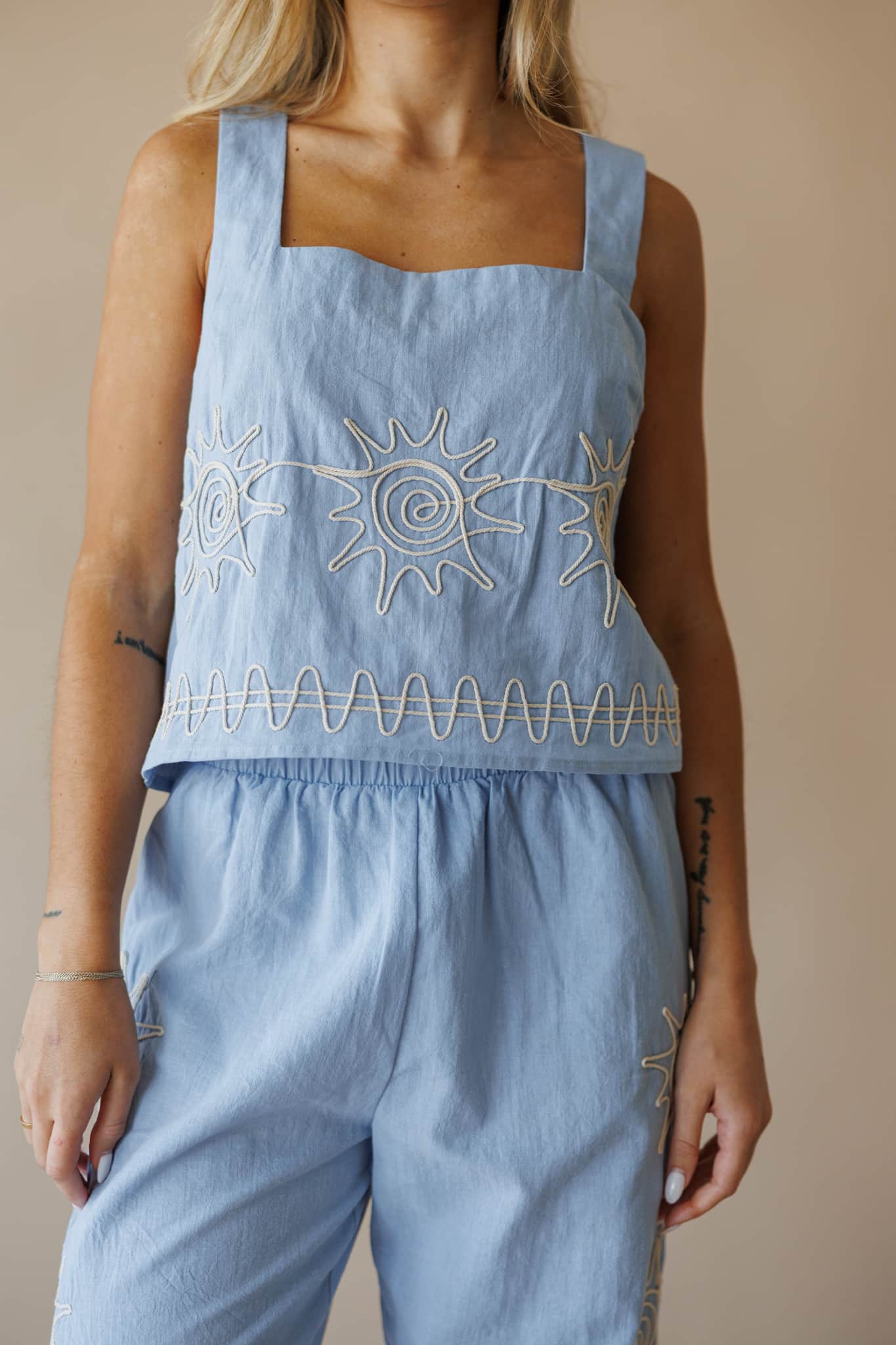 Seaside Sketch Embroidered Top