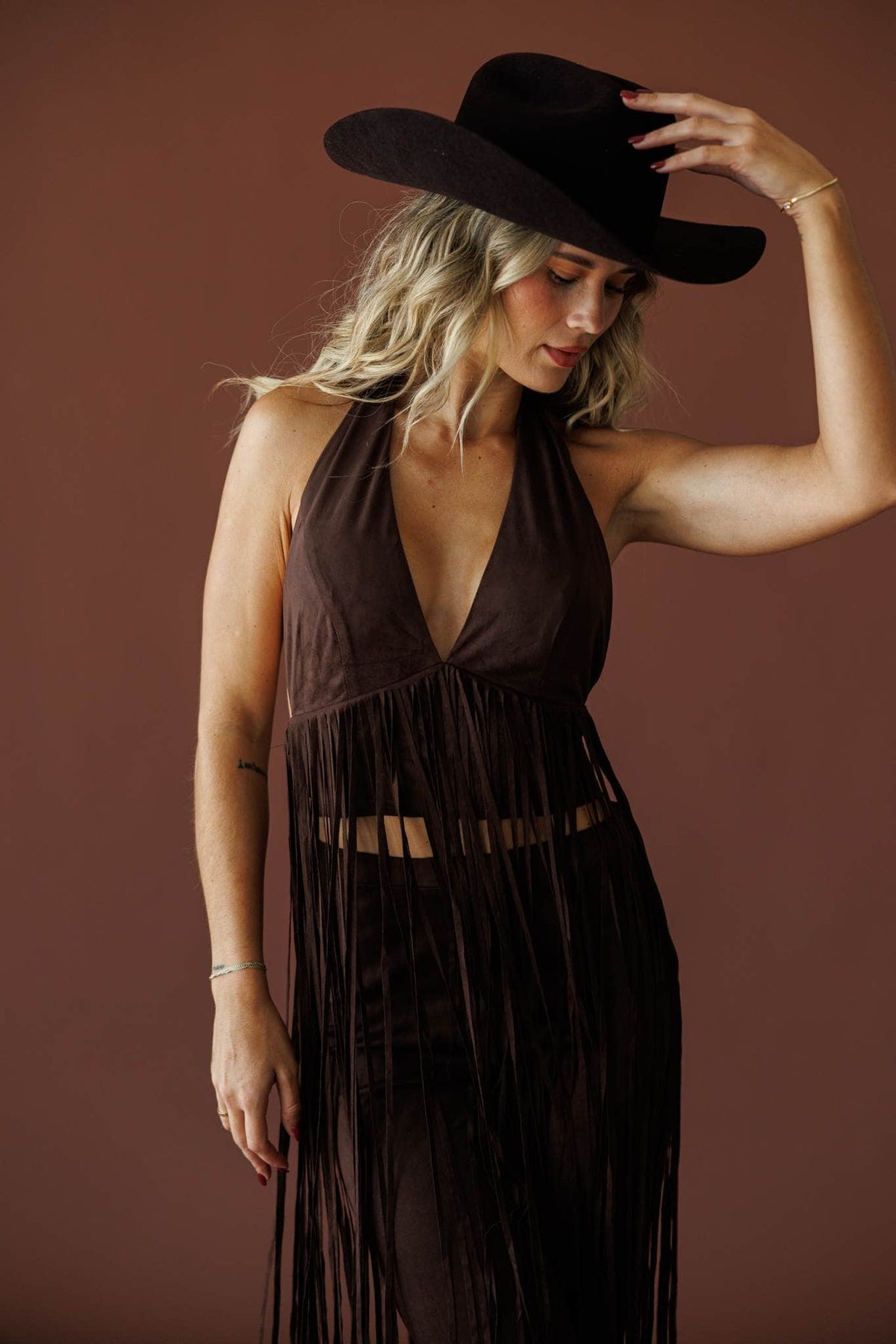 Lariat Fringe Halter Top