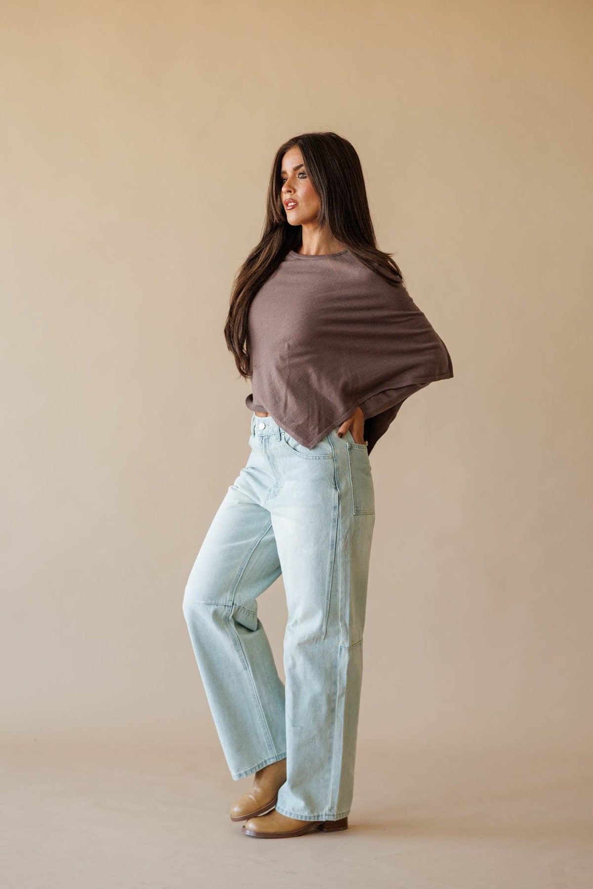 Mocha layered knit sweater