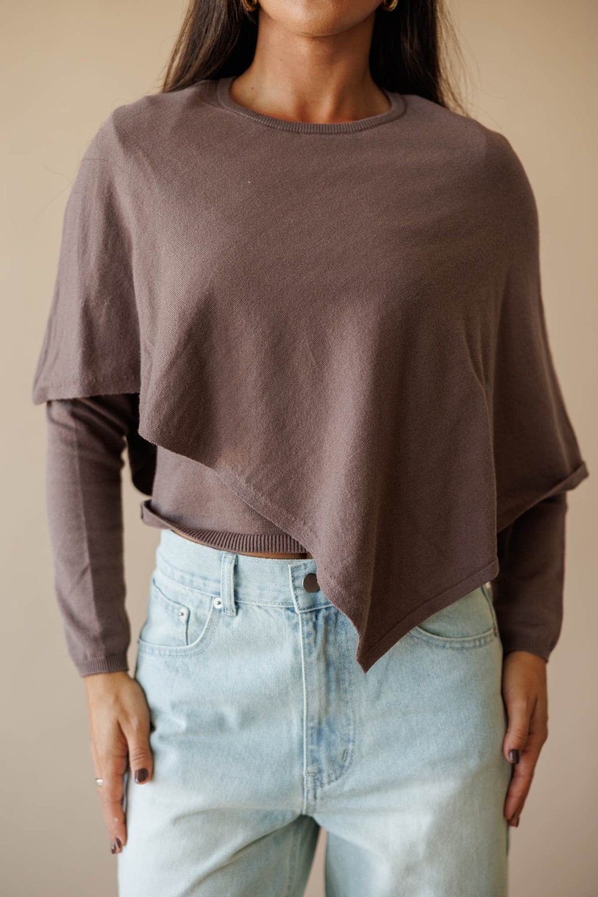 Mocha layered knit sweater