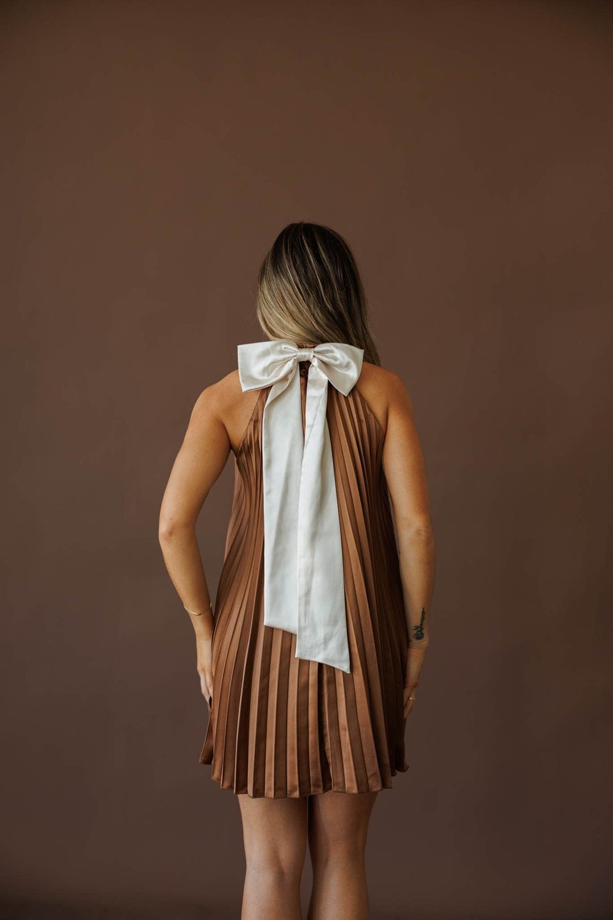 Bow detail mini dress