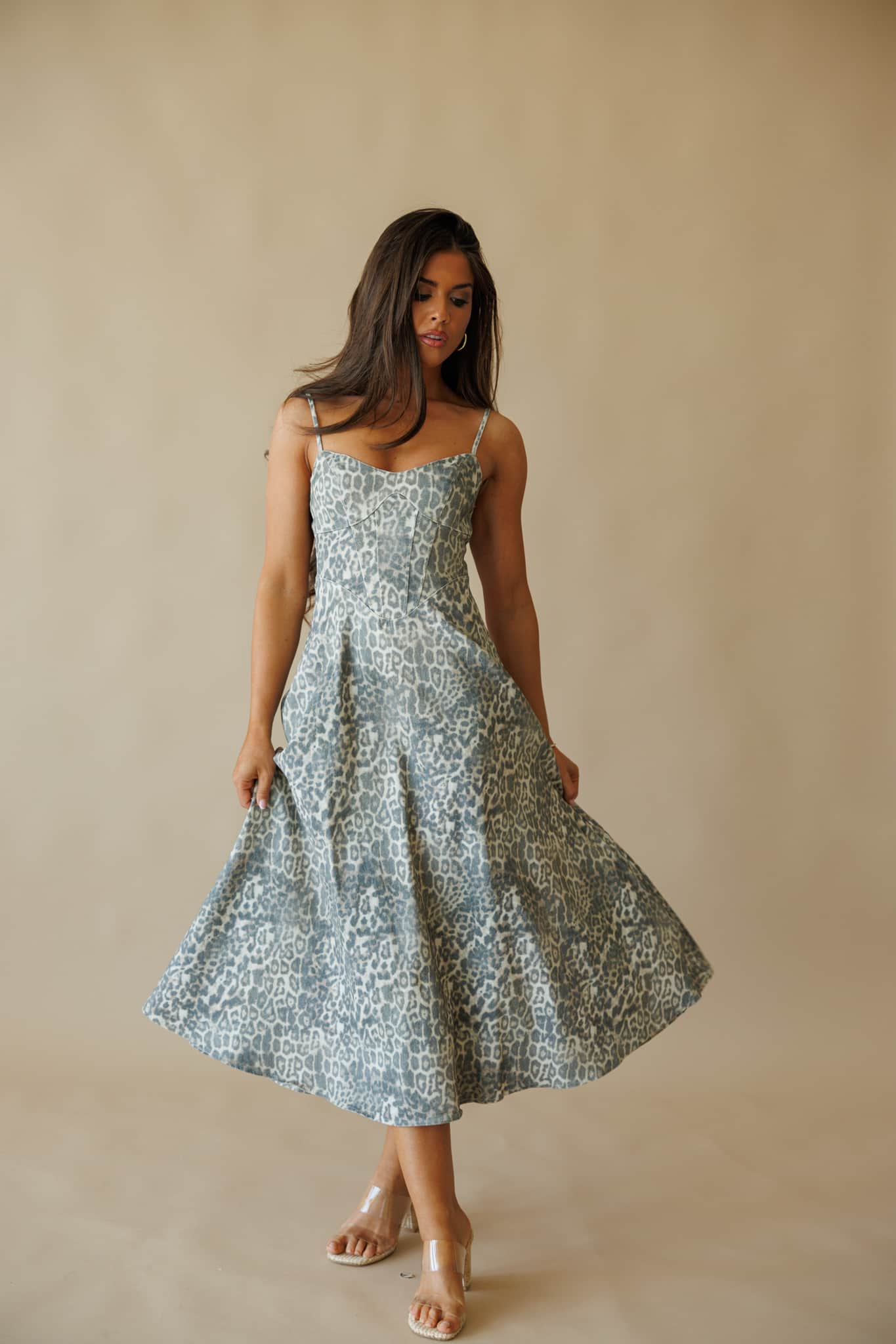 Leopard Corset Midi Dress