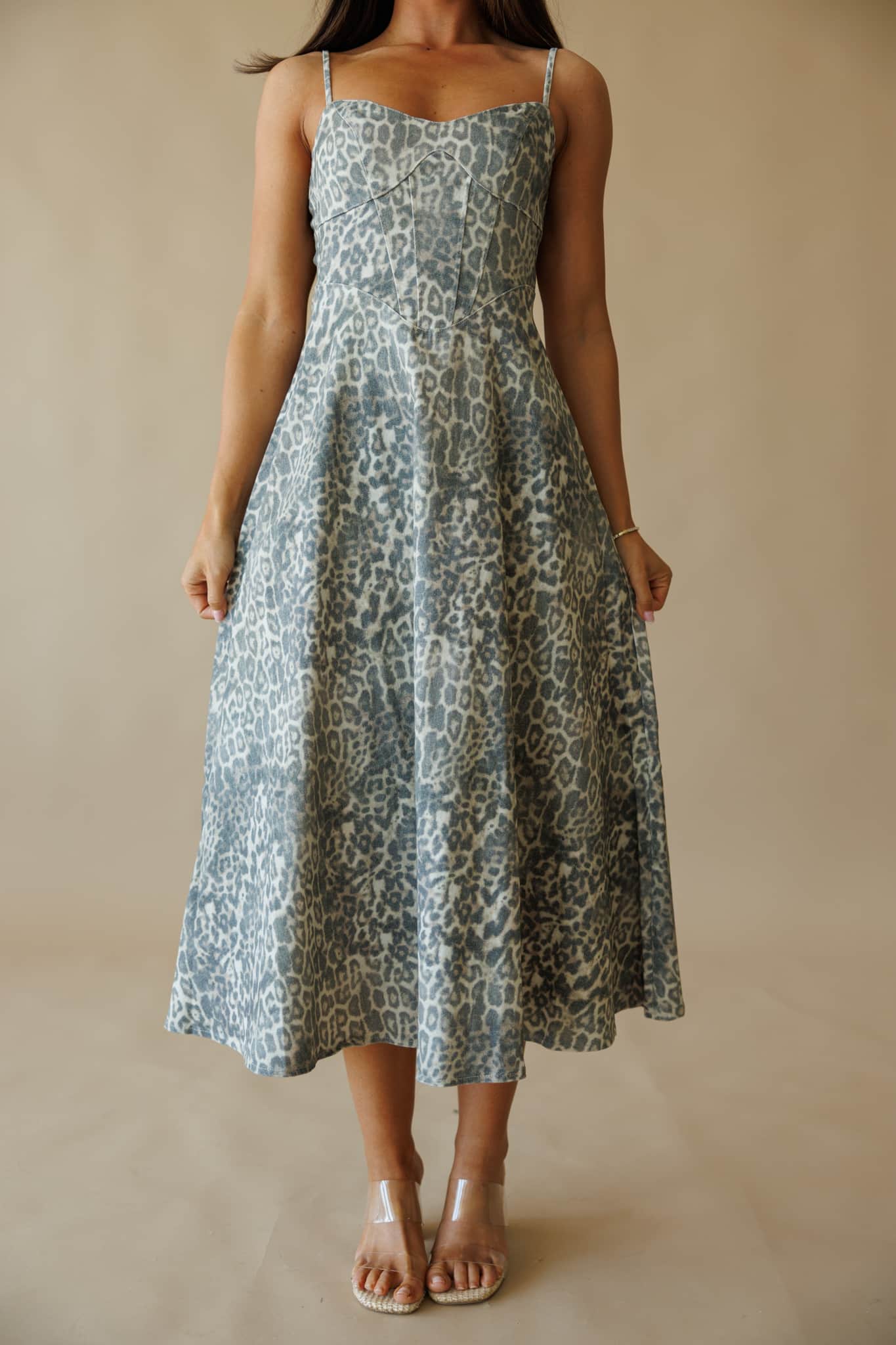 Leopard Corset Midi Dress