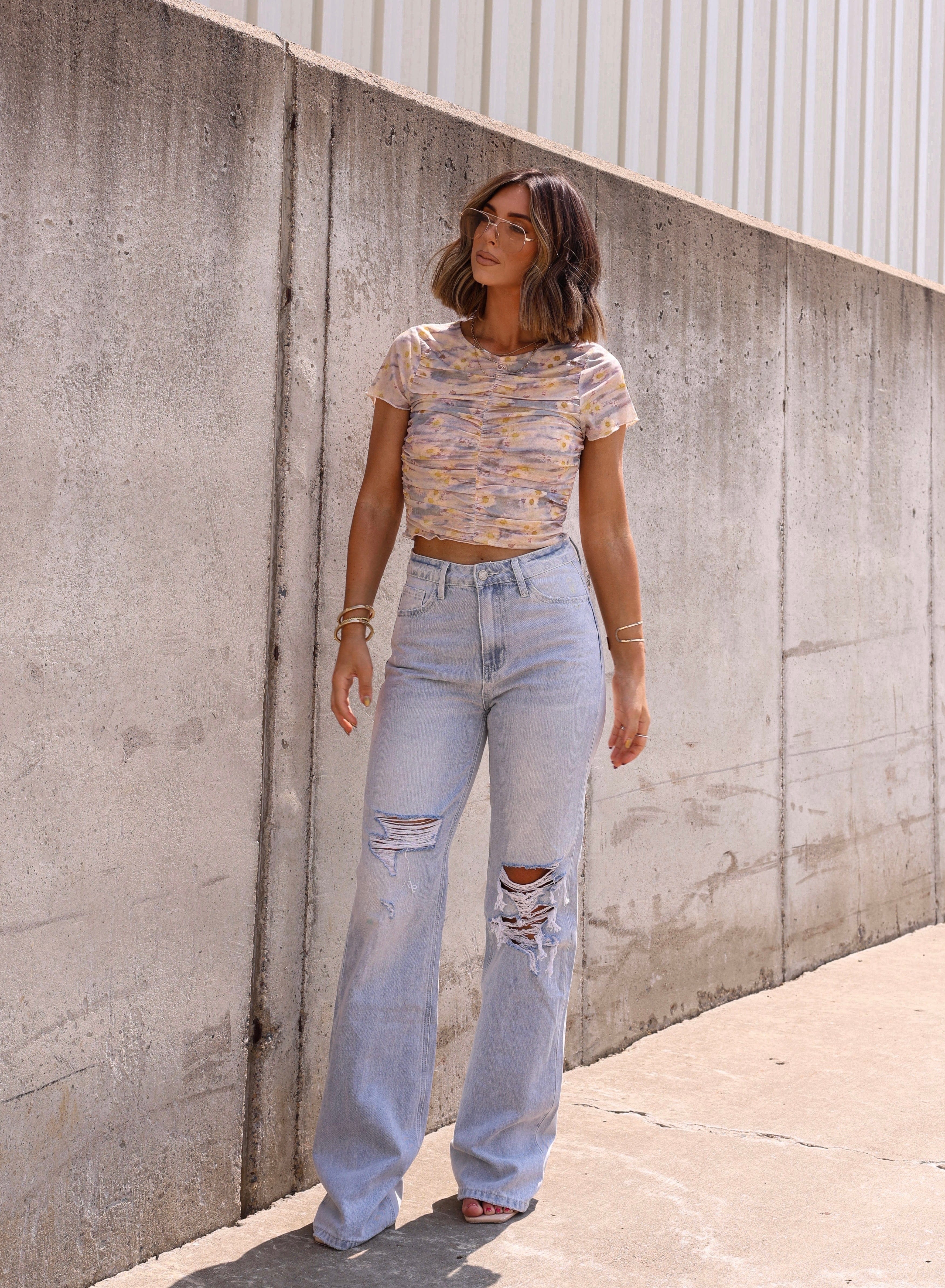 90s Outfit 90's Style Ripped Jeans 90' Flare Jeans Women's
