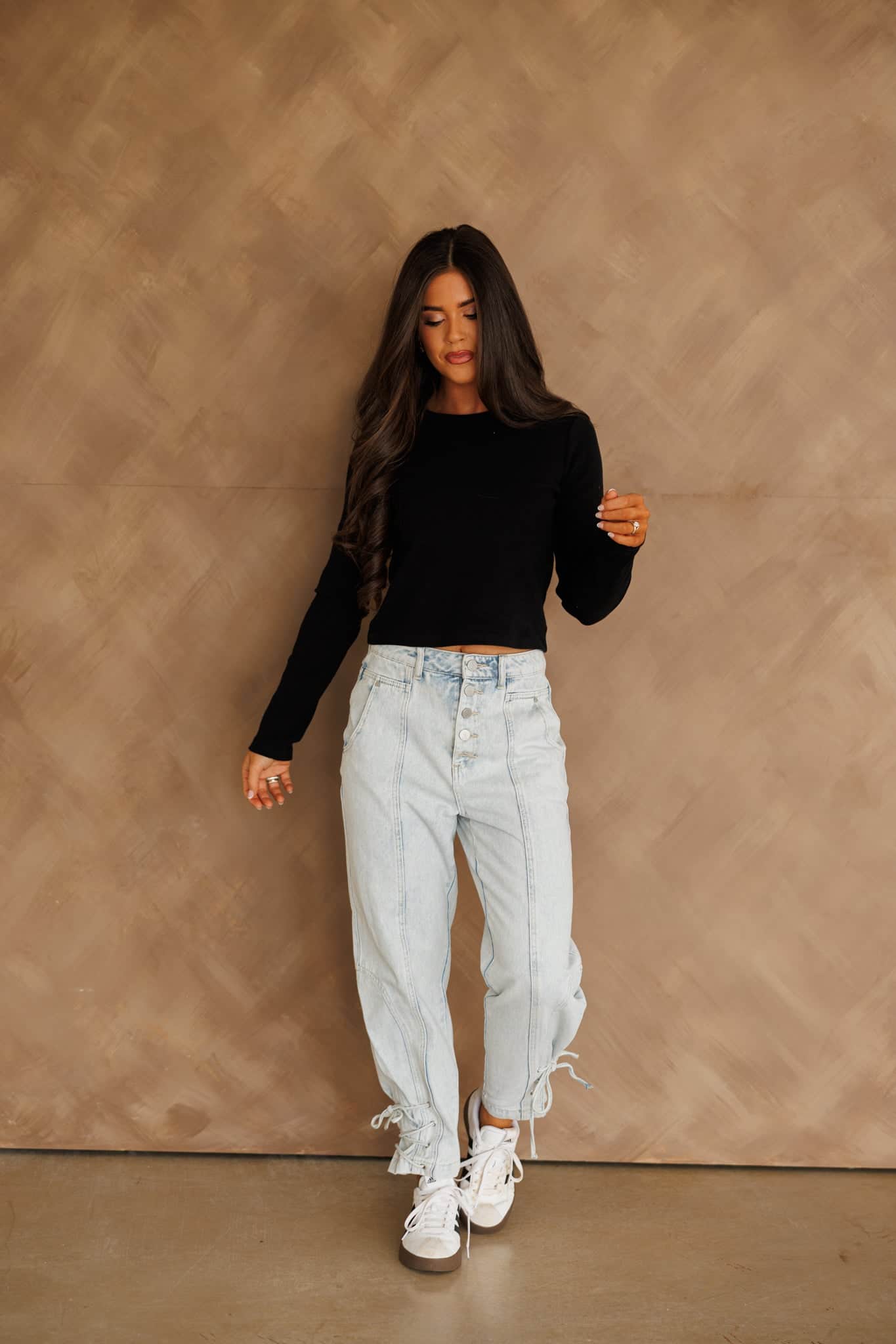 Light Wash Lace Up Denim