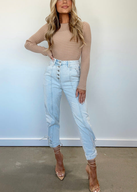Grace and Lace- Premium Denim High Waisted Mom Jeans - Non Distressed  Mid-Wash - Sublime Boutique