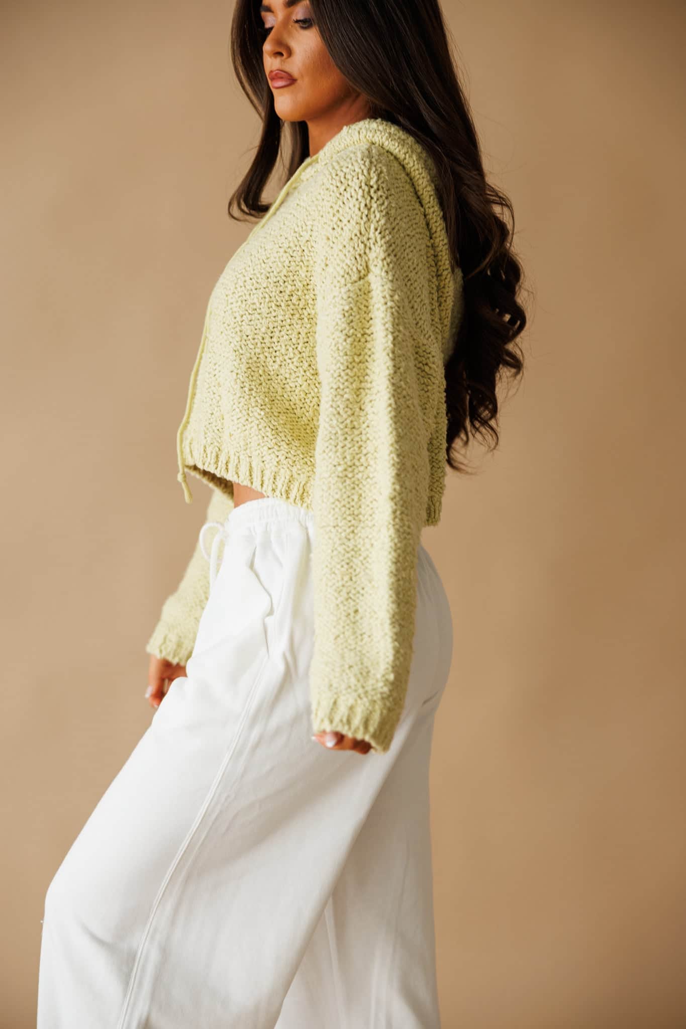 Lime Knit Pullover Hoodie