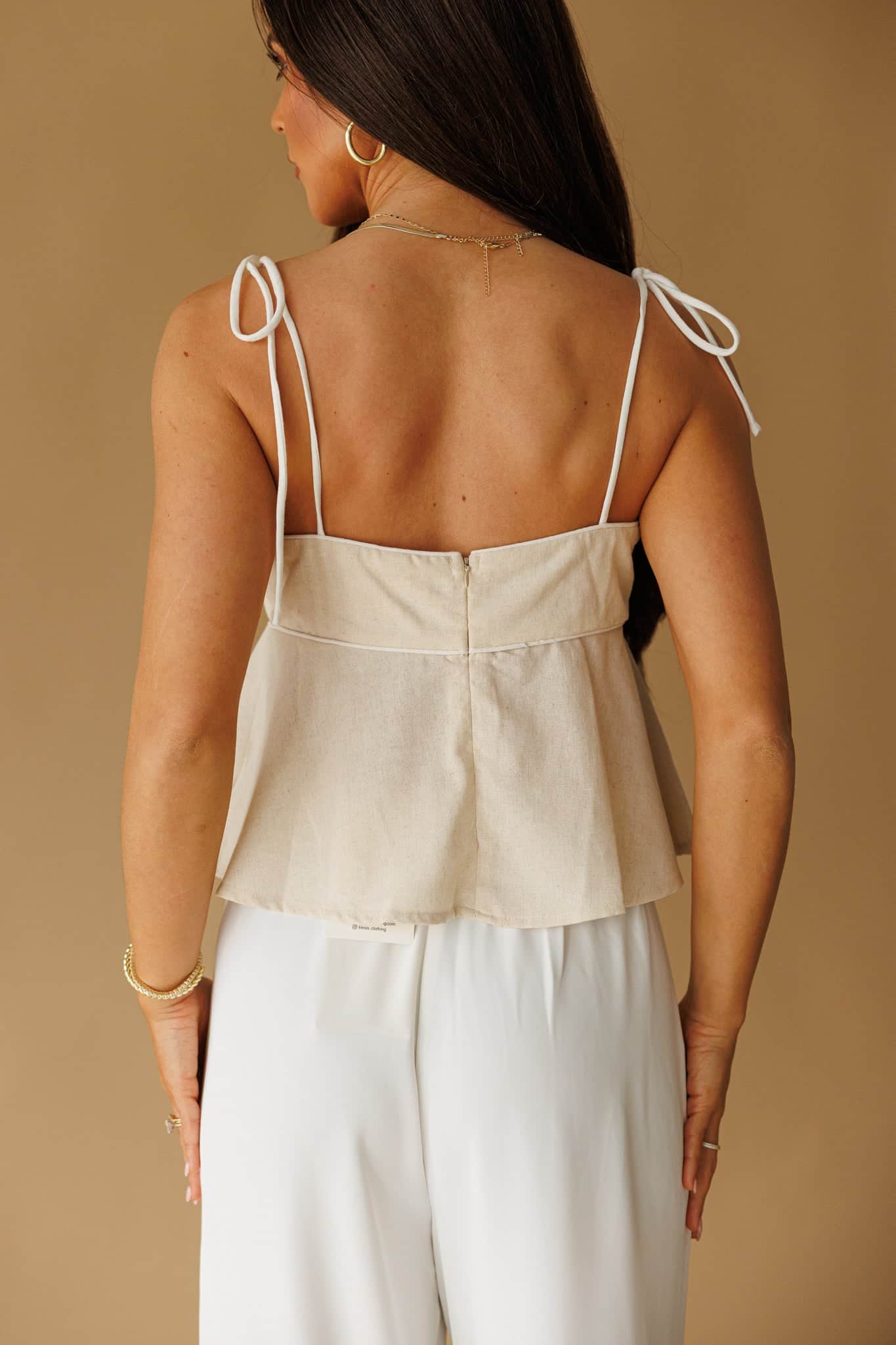 Linen Shoulder Tie Top