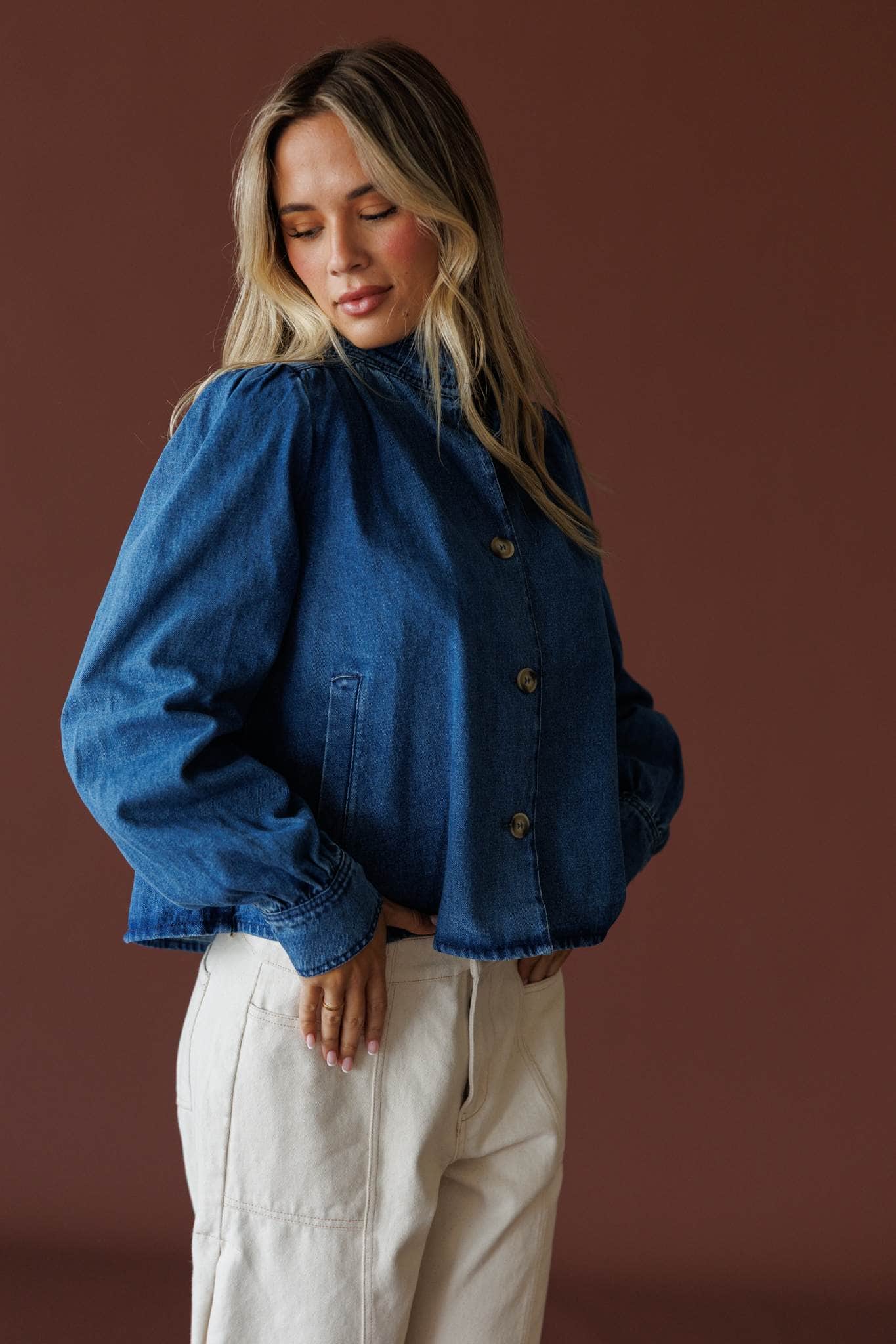 Puff Sleeve Denim Jacket