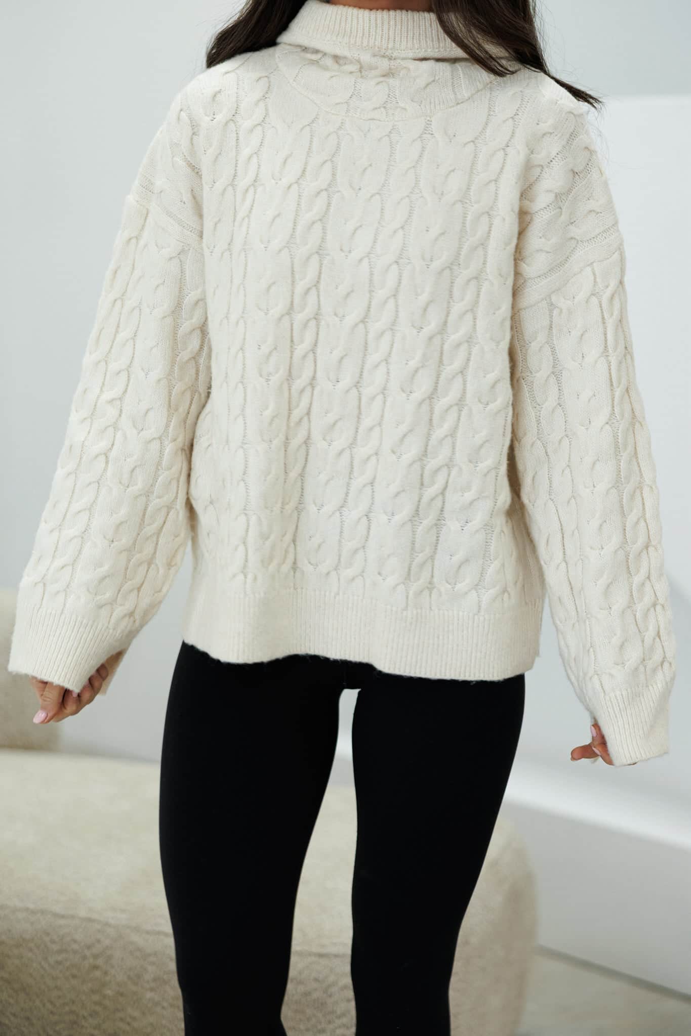 Log Cabin Cable Knit Sweater