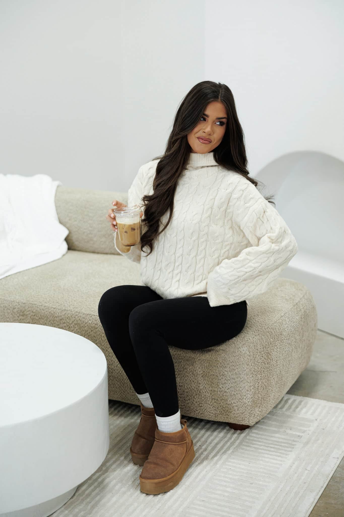 Log Cabin Cable Knit Sweater