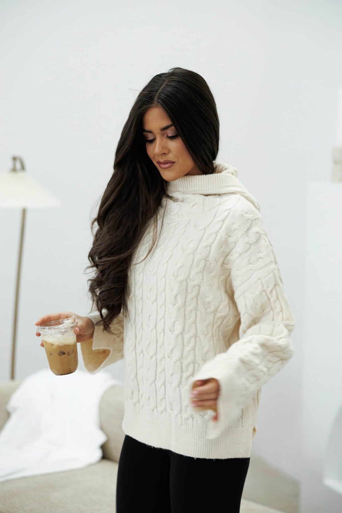 Log Cabin Cable Knit Sweater