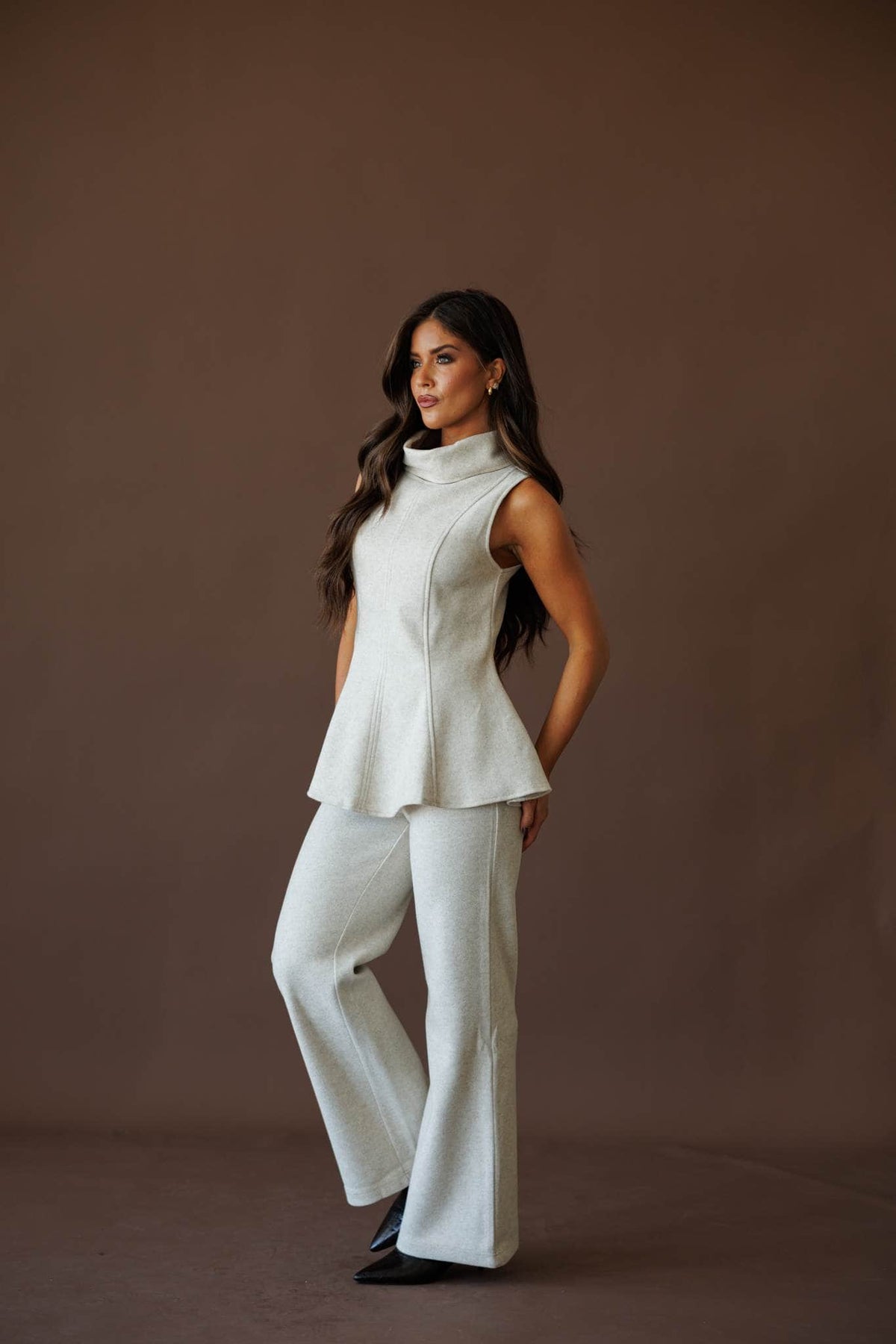 Knit wide leg pants