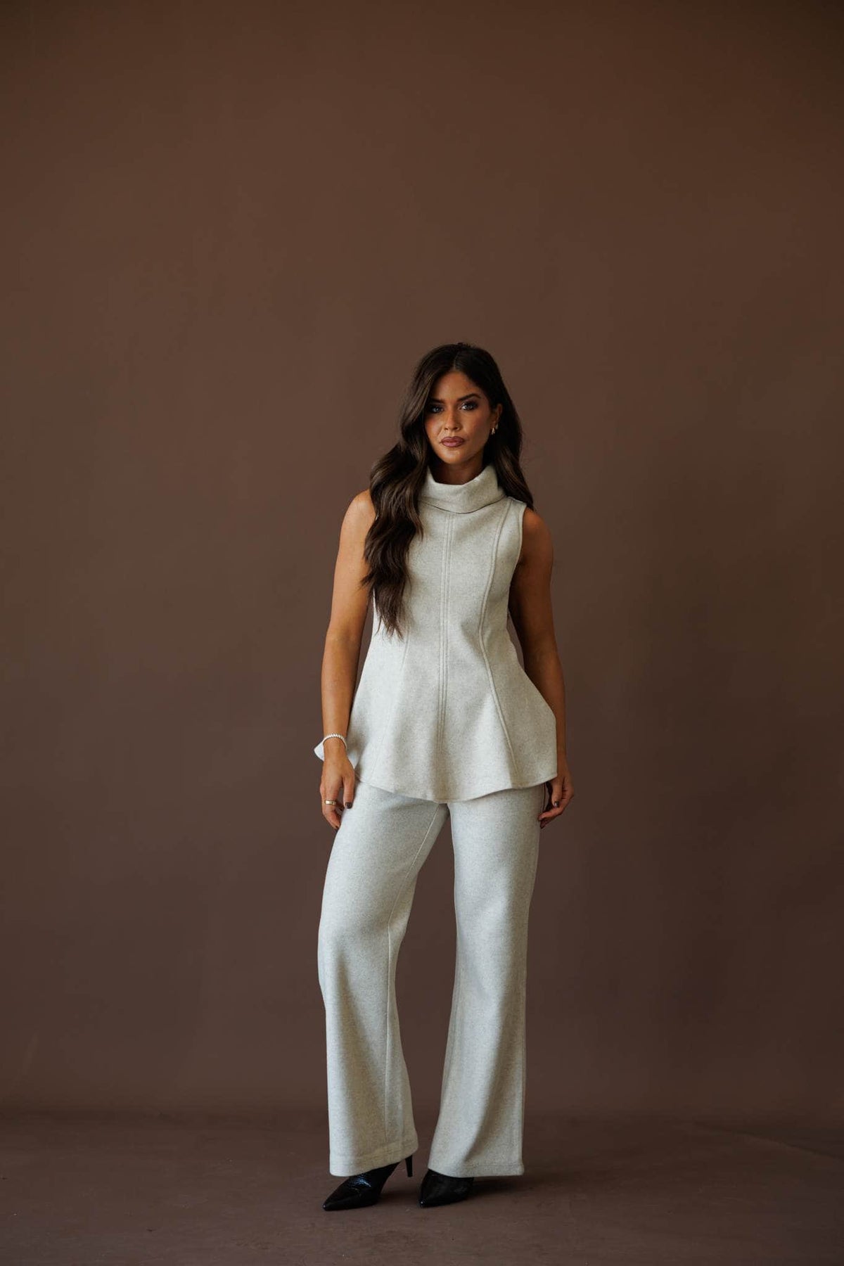 Knit wide leg pants