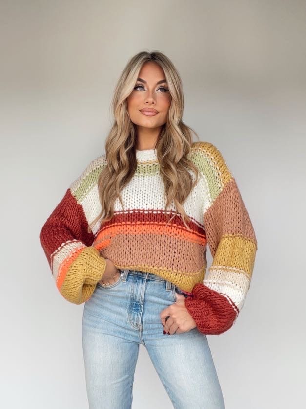 LSW0847-BRK open mixed knit slouchy sweater Listicle