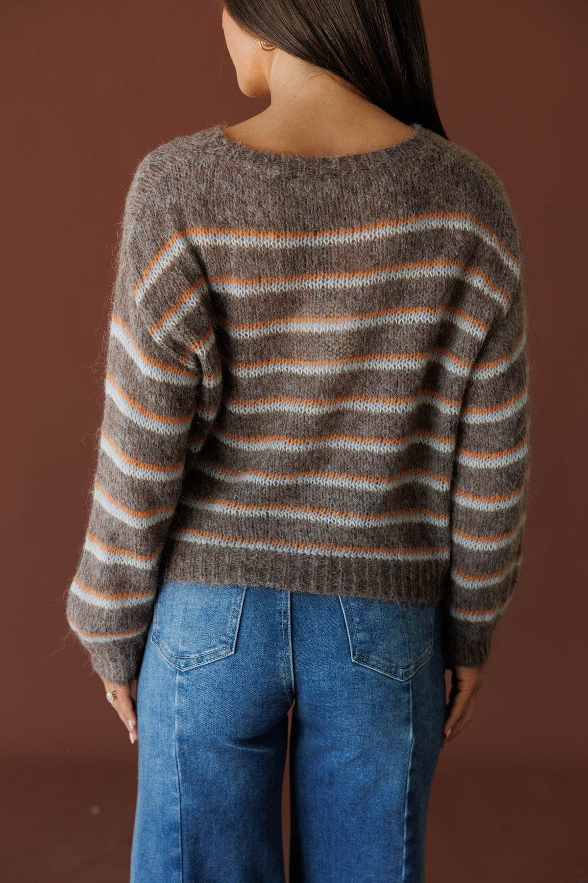 Mocha stripe knit sweater