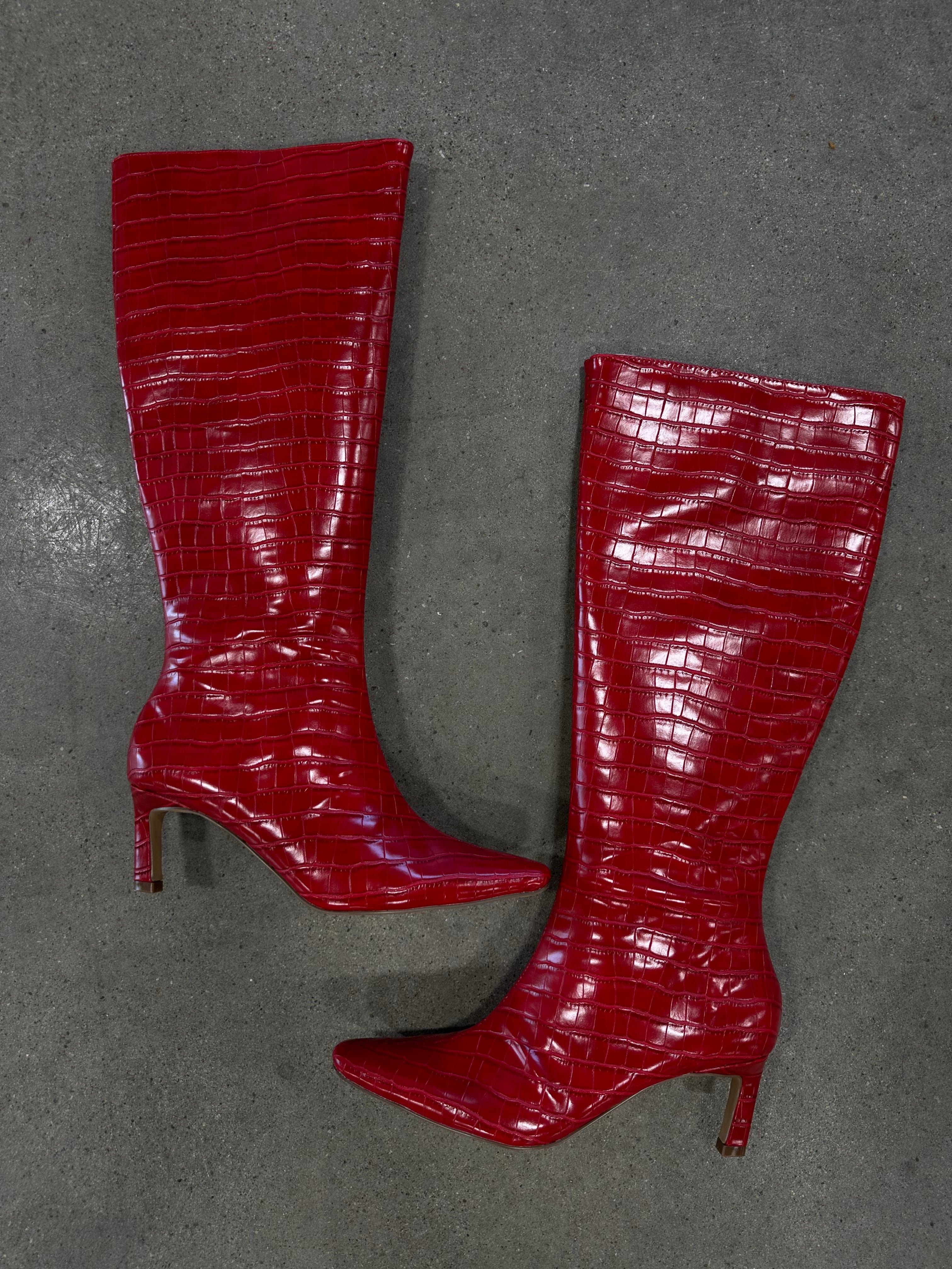 Coconuts by Matisse Robbie Women s Knee High Boots Size 7 Red Croc