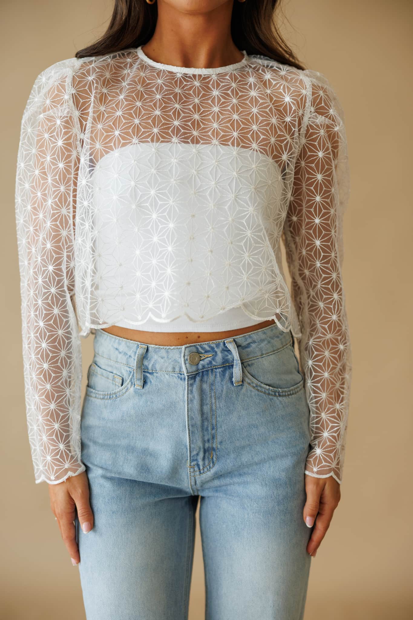 flower＊トップス Mesh Flower Top