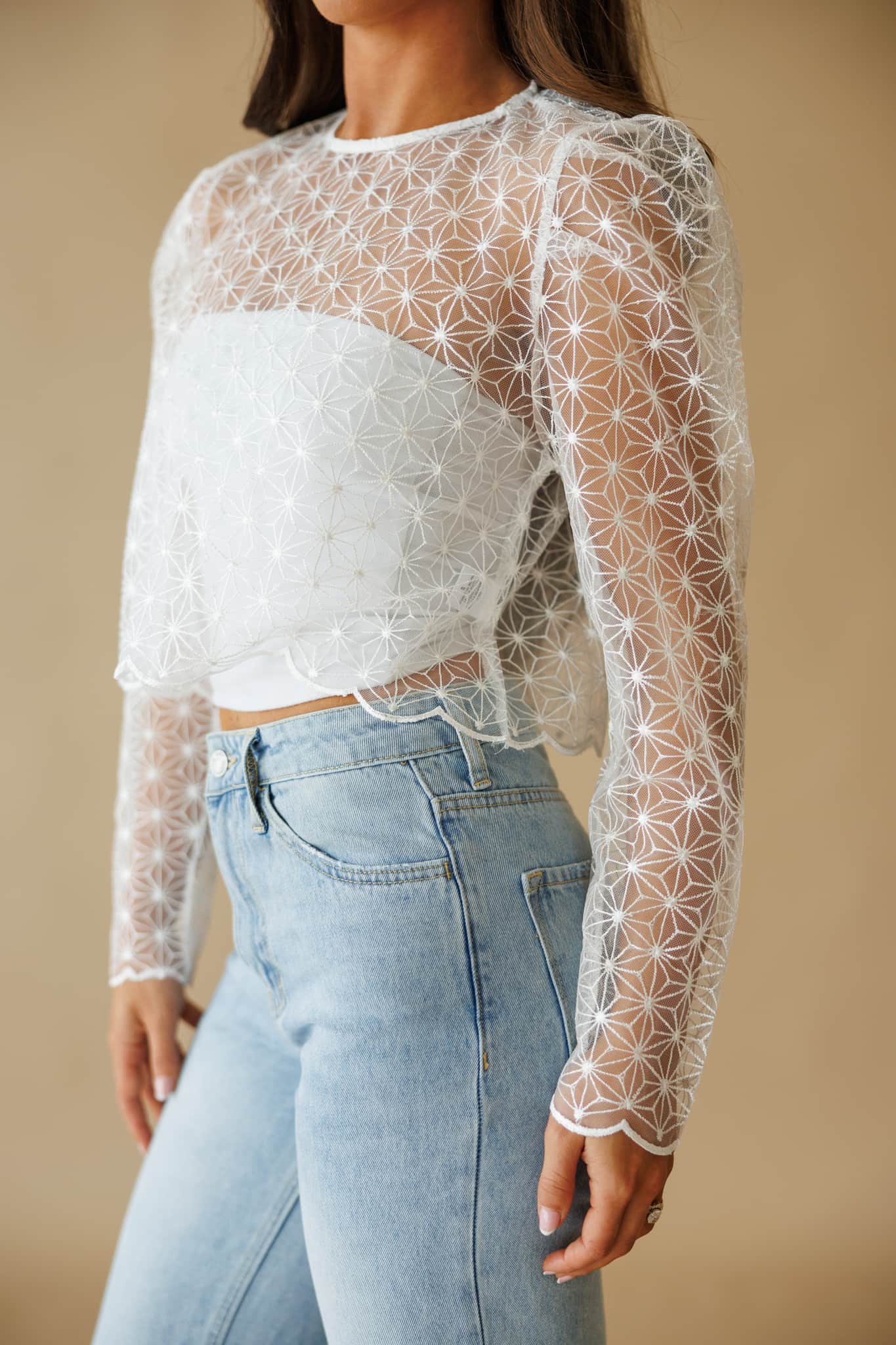 Black Mesh Top for Women | Lane 201