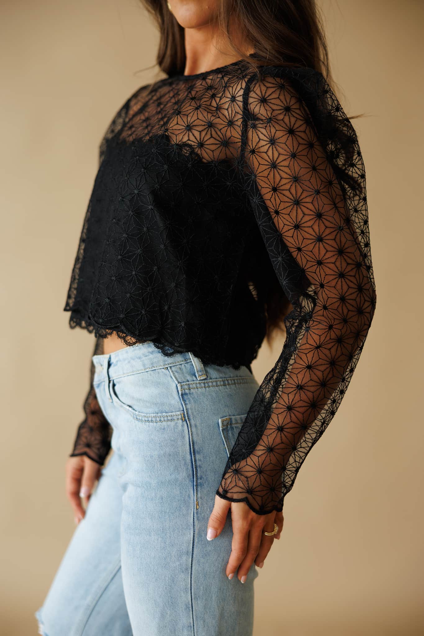 【 CLANE 】 SEE-THROUGH FLOWER TOPS BemorRun Floral Mesh Long Sleeve Tops for Women Mock Neck See