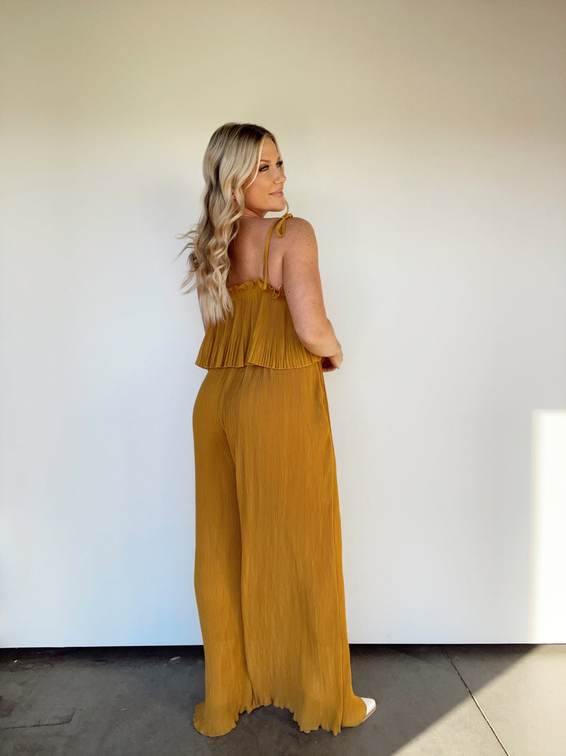 MJ3196 pleated wide leg jumpsuit MABLE