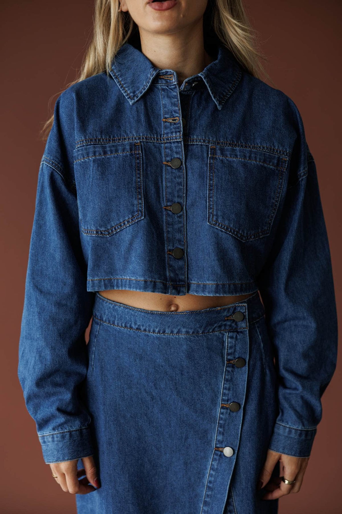 Indigo cropped denim jacket