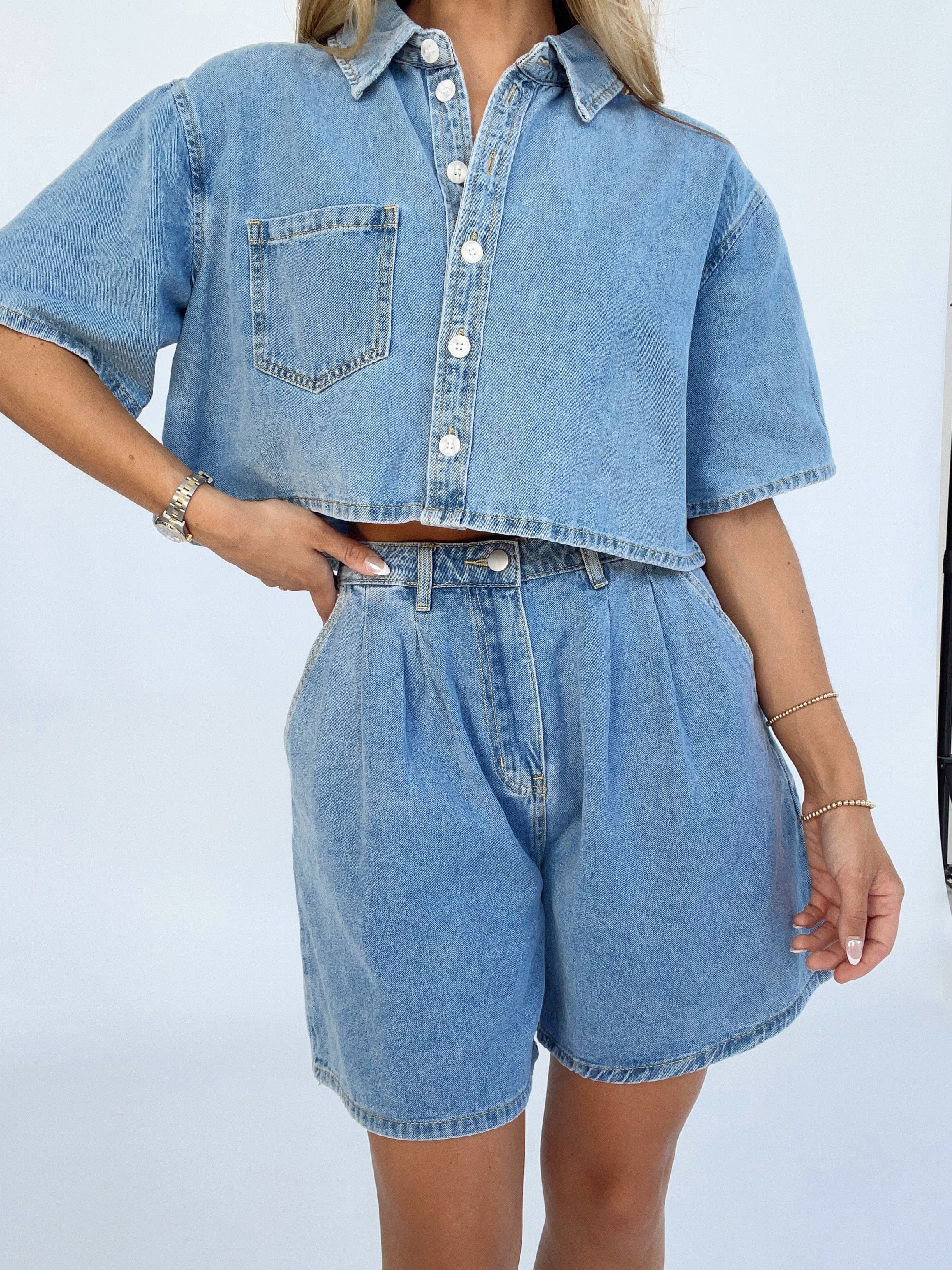 MST7838S high waist denim shorts MABLE