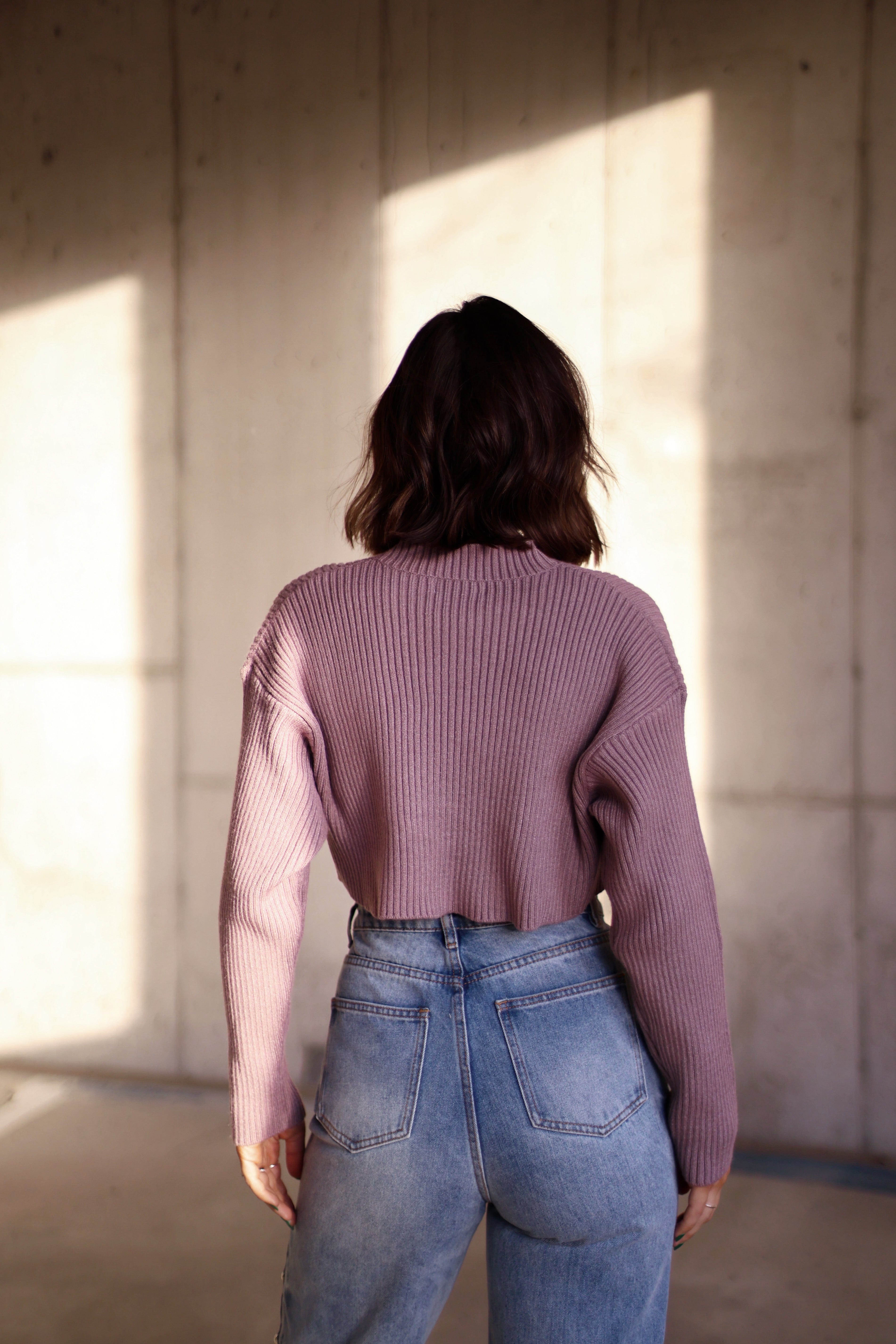 Dusty Purple Cropped Sweater