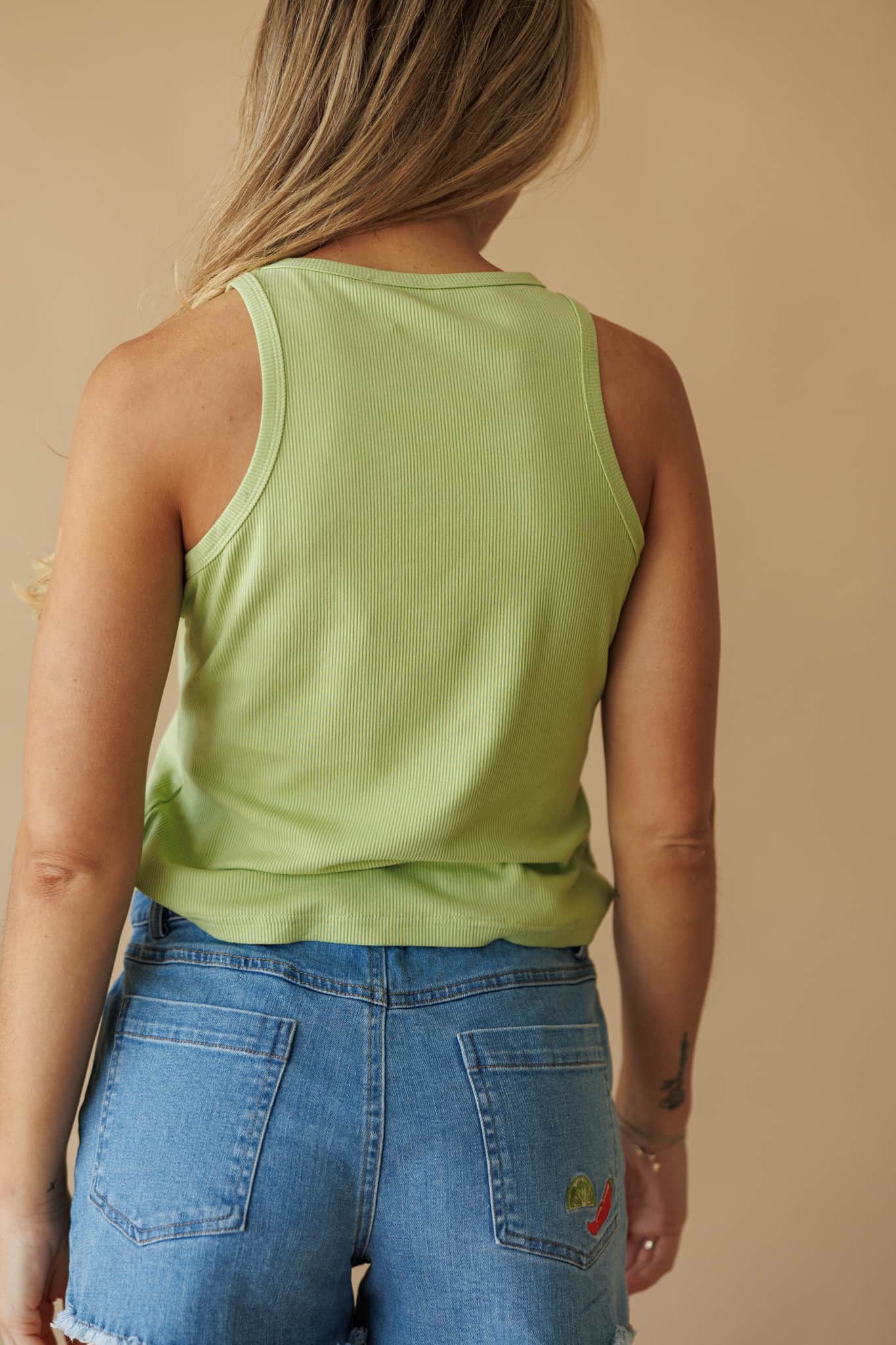 Beaded Lime Tank Top