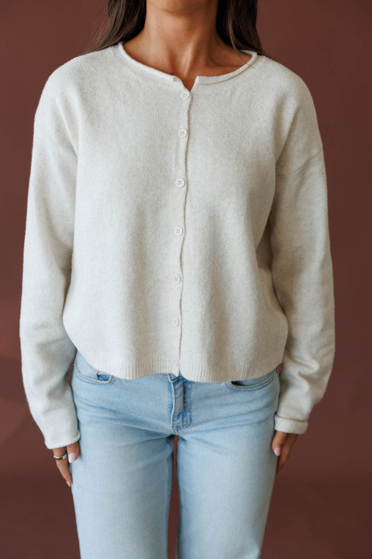 Cream button front cardigan