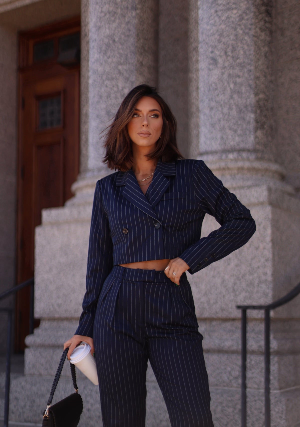 Pinstripe Cropped Blazer