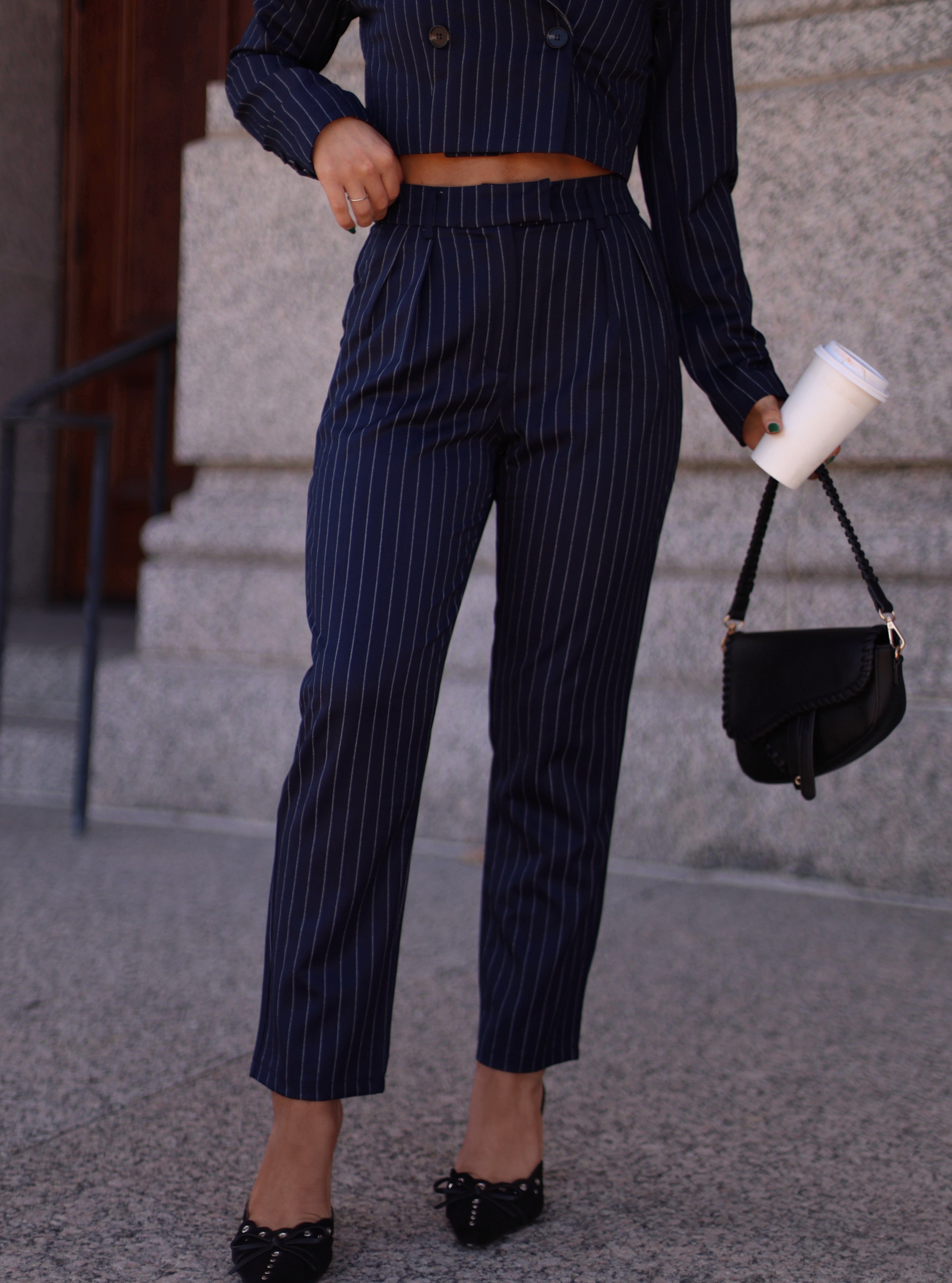 Navy Pinstripe Pant