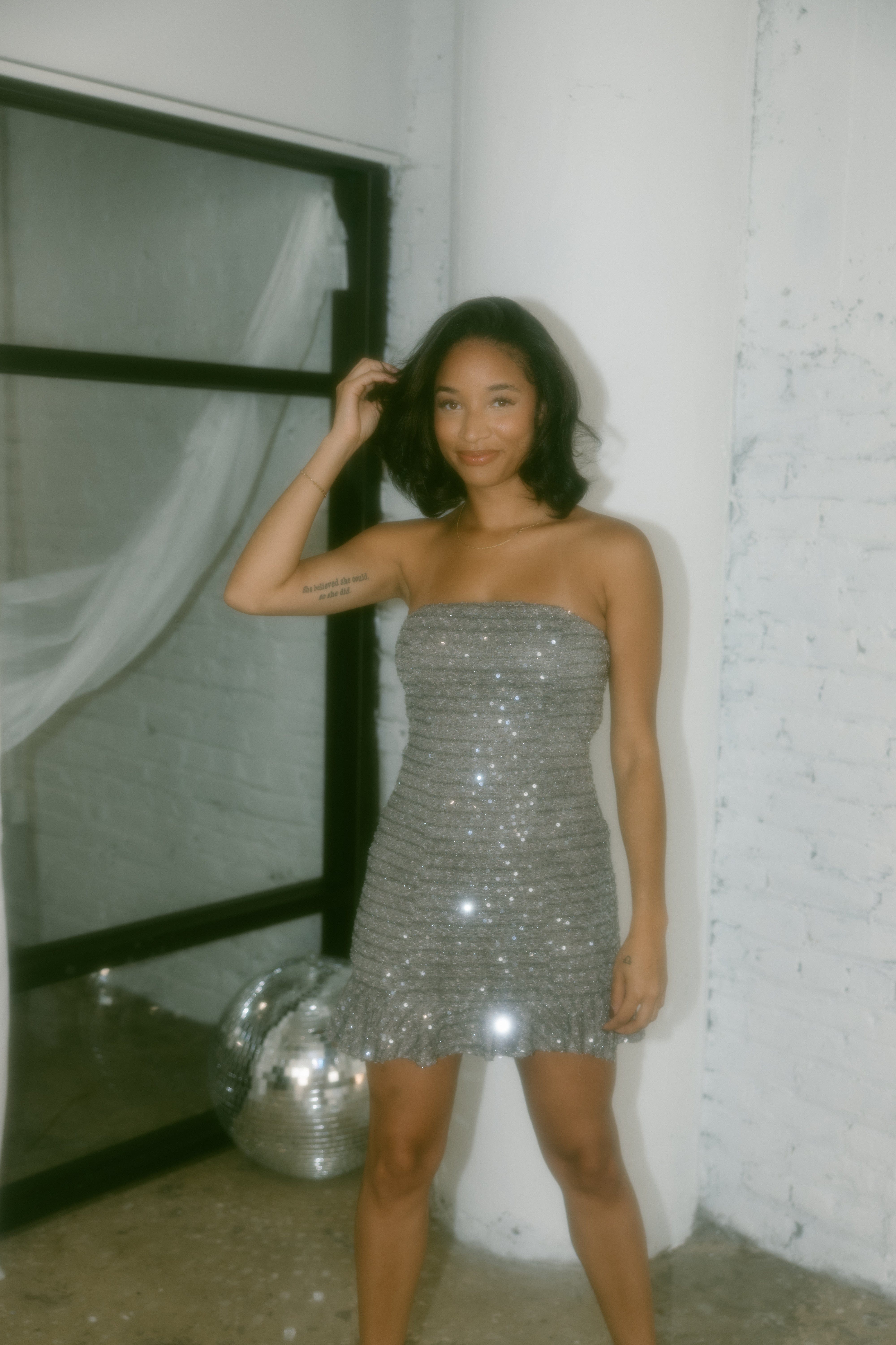 Sequin Strapless Mini Dress