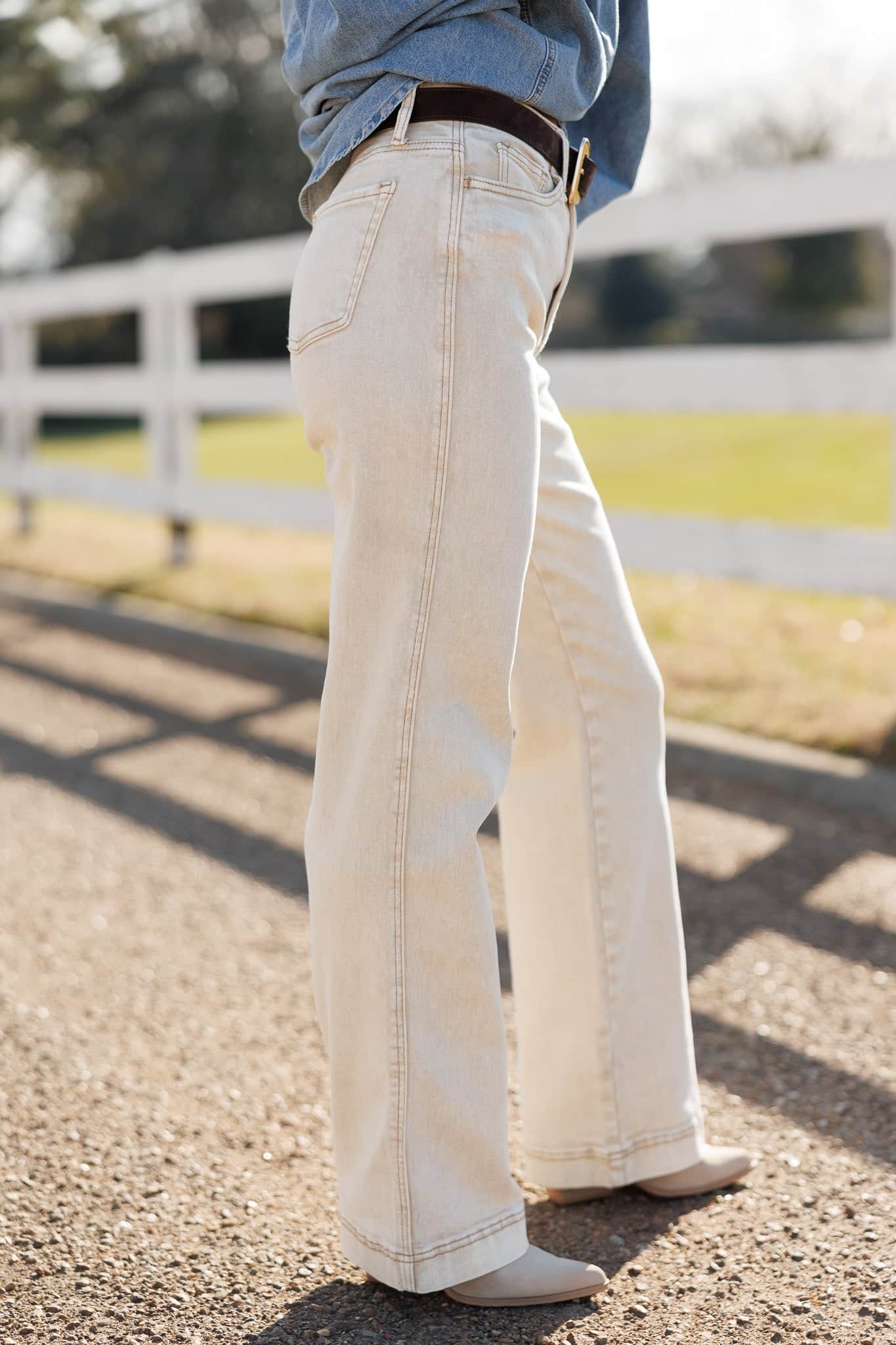 Neutral High Rise Stretch Straight Pants