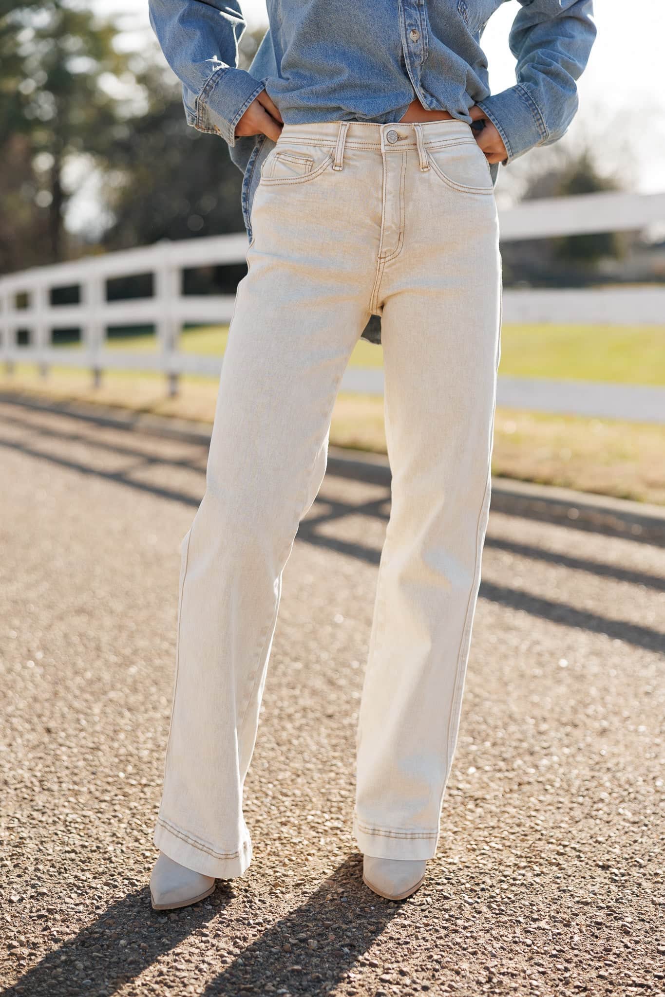 Neutral High Rise Stretch Straight Pants