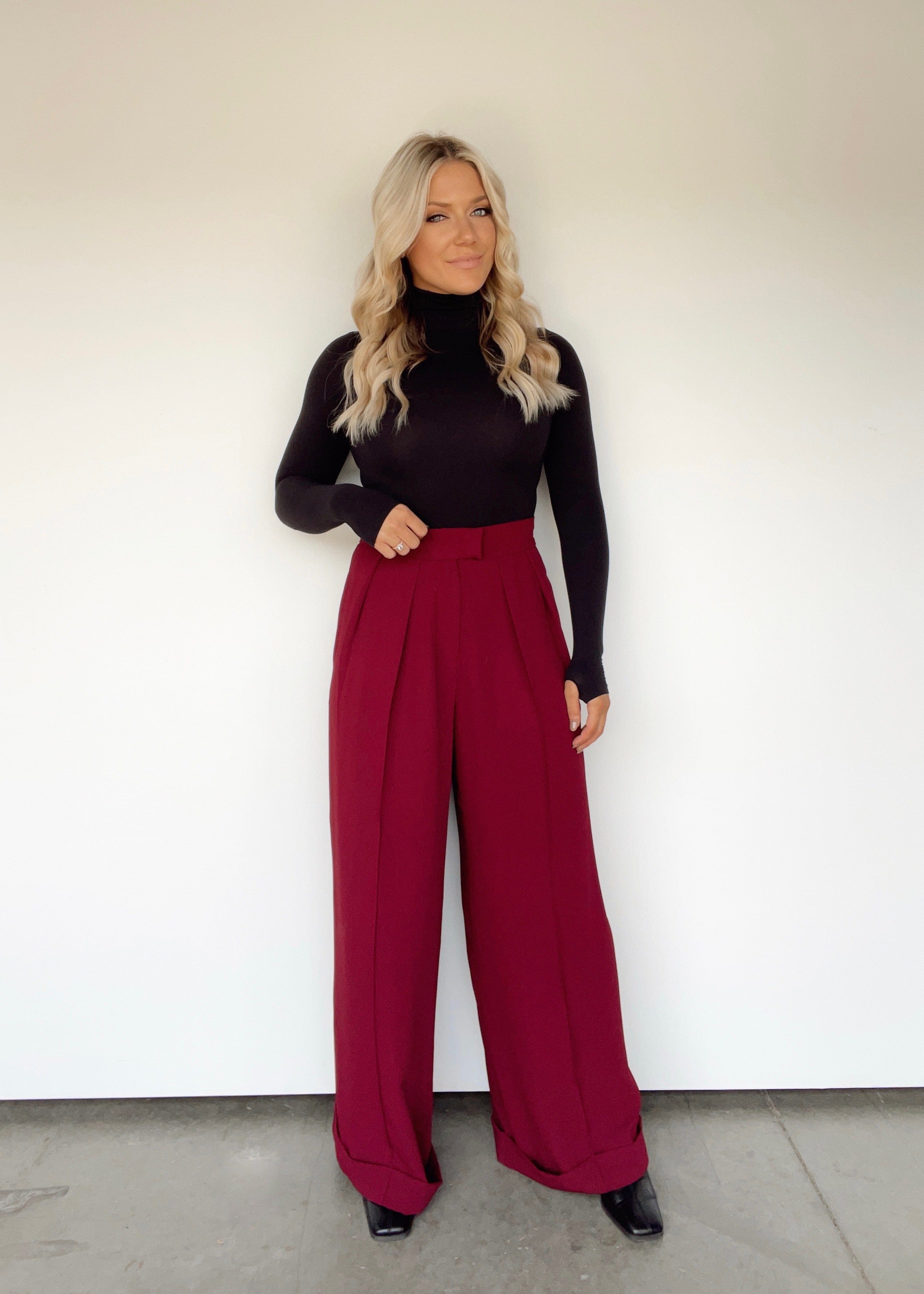 NPB1749-LA magenta wide leg pants Promesa