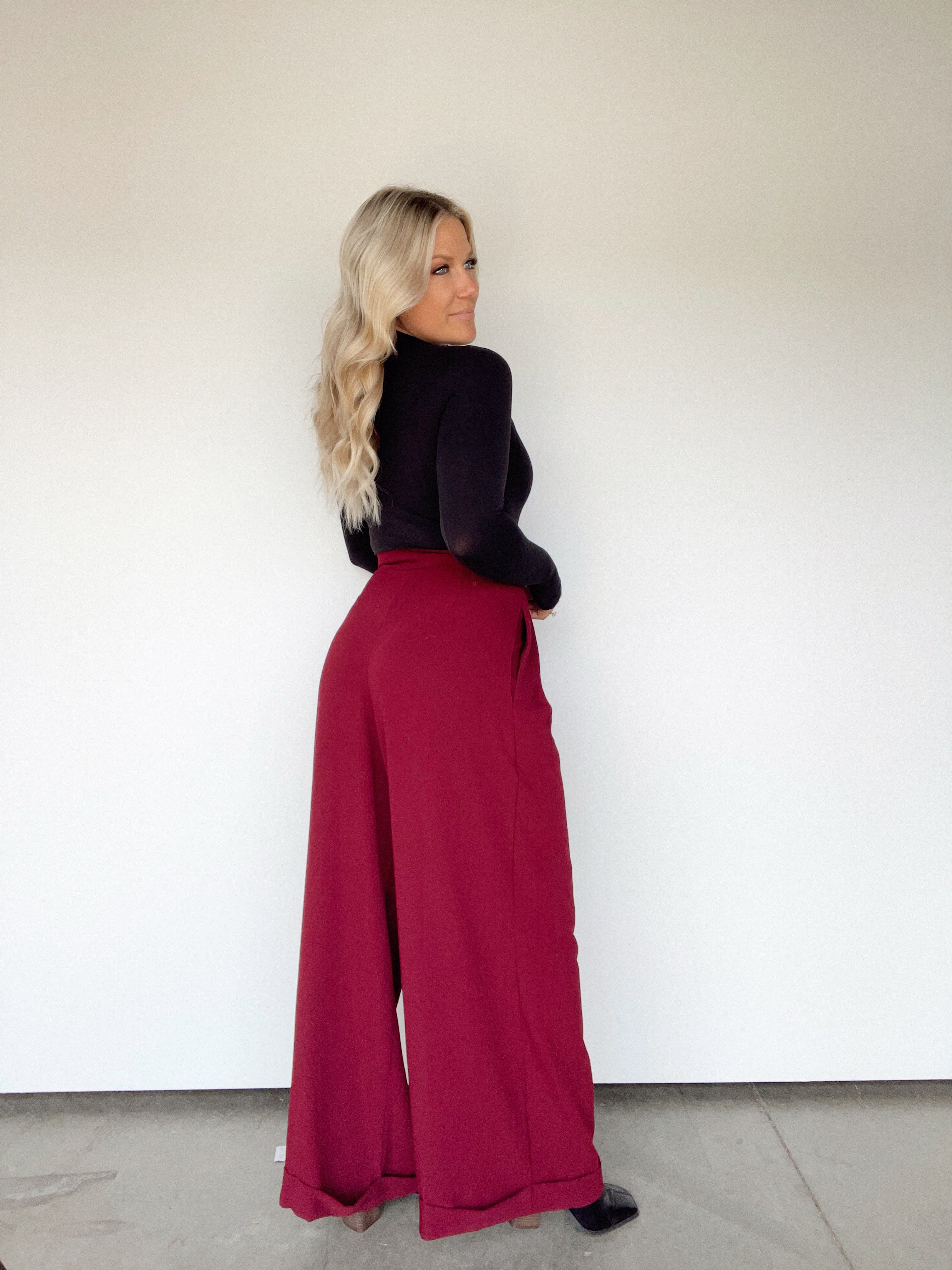 NPB1749-LA magenta wide leg pants Promesa