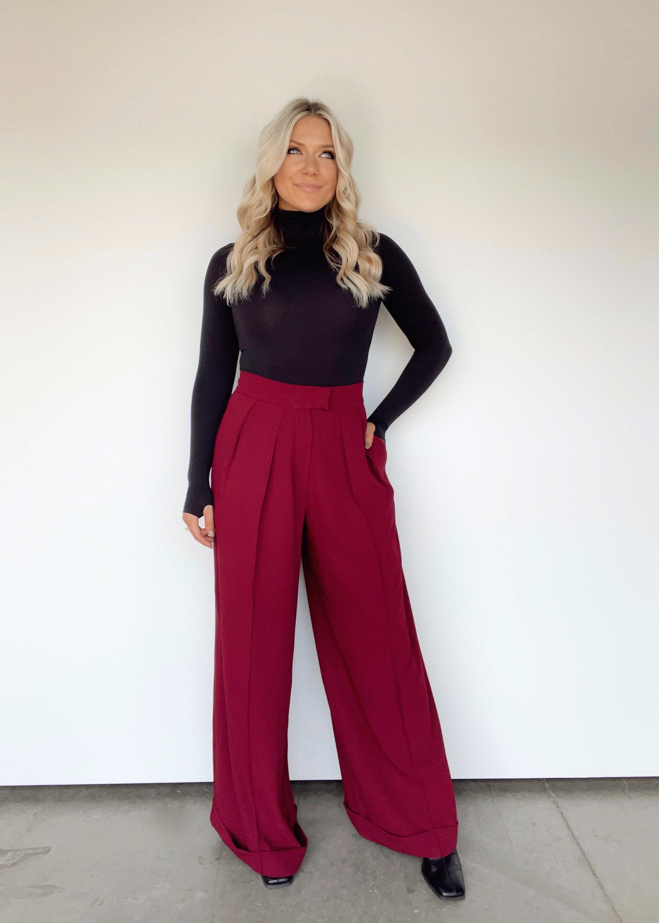 NPB1749-LA magenta wide leg pants Promesa