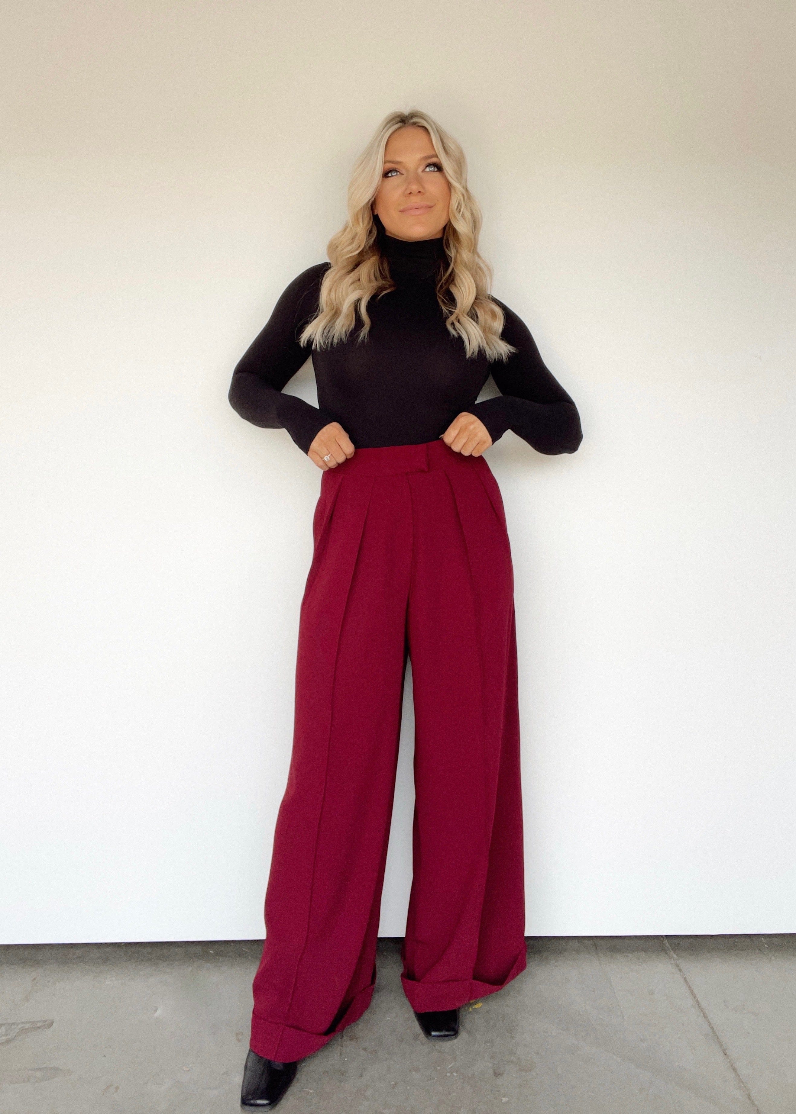 NPB1749-LA magenta wide leg pants Promesa